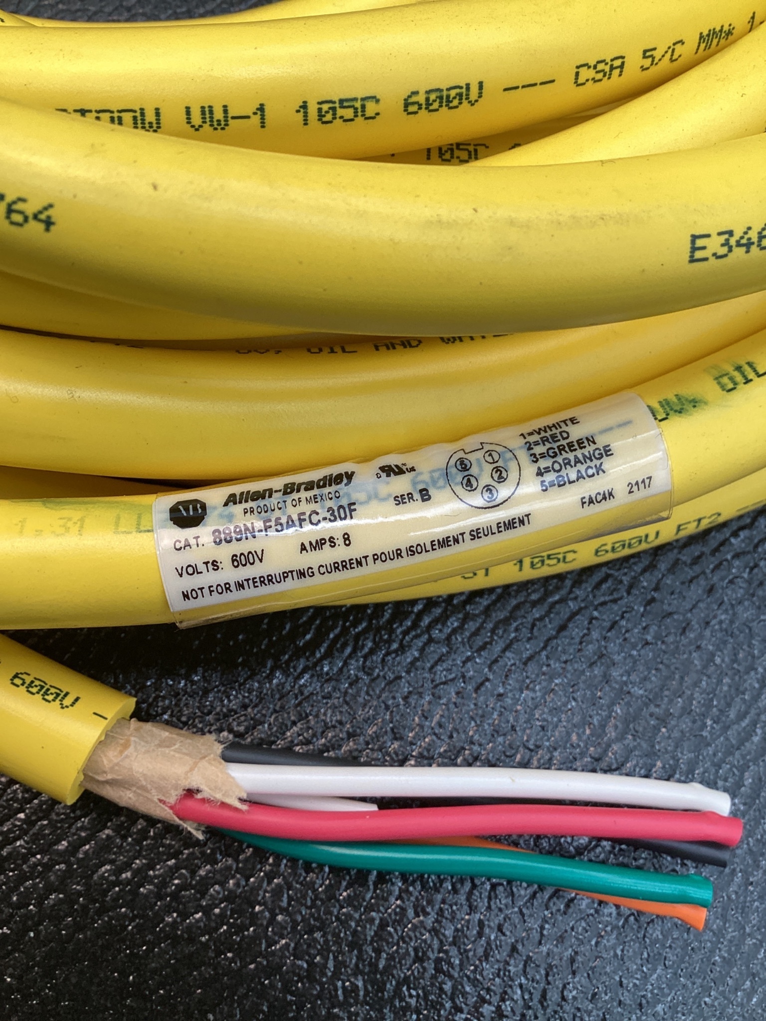ALLEN‑BRADLEY 889‑F5AFC‑30F Mini QD Cordset 5‑Pin 30 ft NEW 4