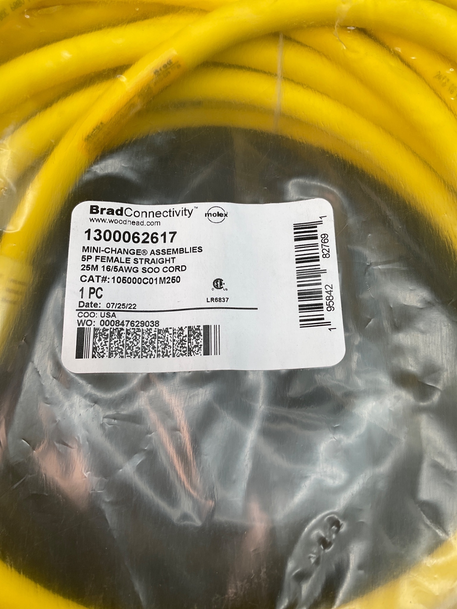BRAD CONNECTIVITY 1300062617 Mini‑Change Cordset 5‑Pin 25 m NEW 1