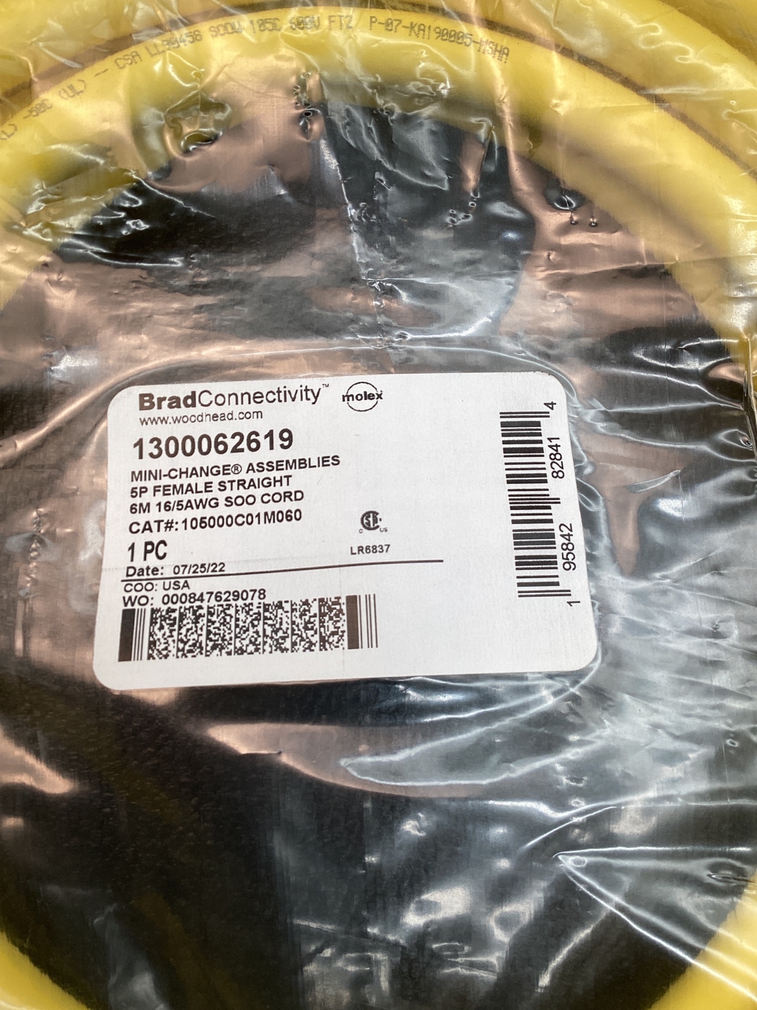 BRAD CONNECTIVITY 1300062619 Mini‑Change Cordset 5‑Pin 6 m NEW 3