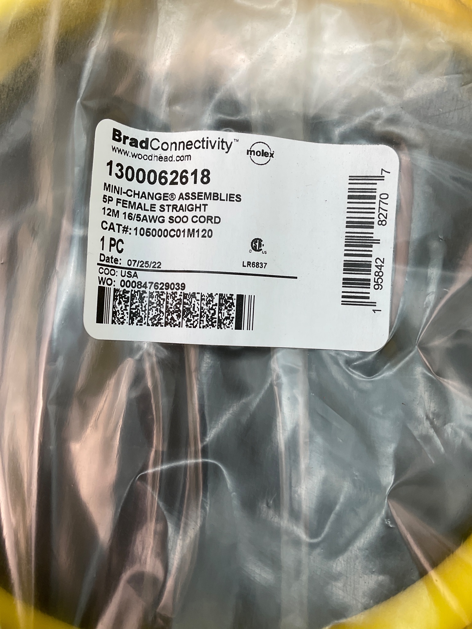 BRAD CONNECTIVITY 1300062618 Mini‑Change Cordset 5‑Pin 12 m NEW 2
