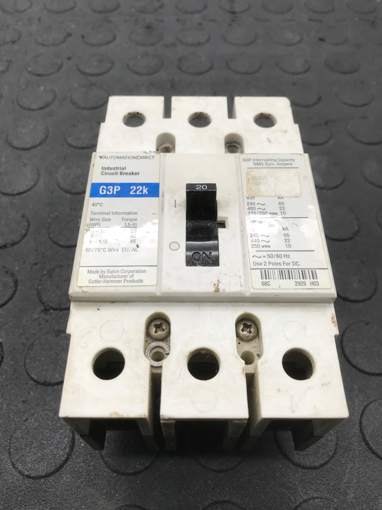 AutomationDirect G3P 22K Molded Case Circuit Breaker USED 0