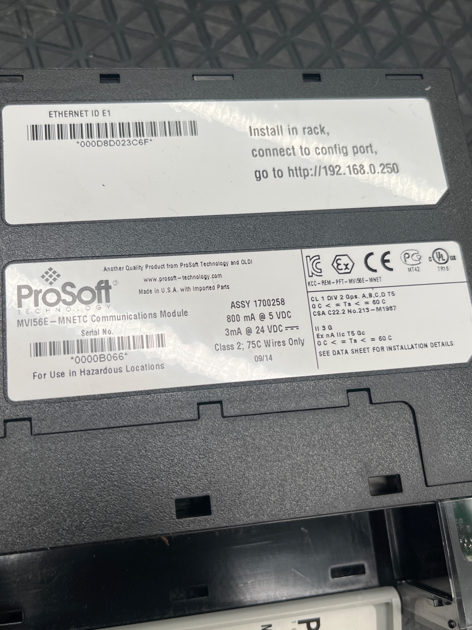 PROSOFT MVI56E‑MNETC ControlLogix Modbus TCP/IP Communication Module USED 5