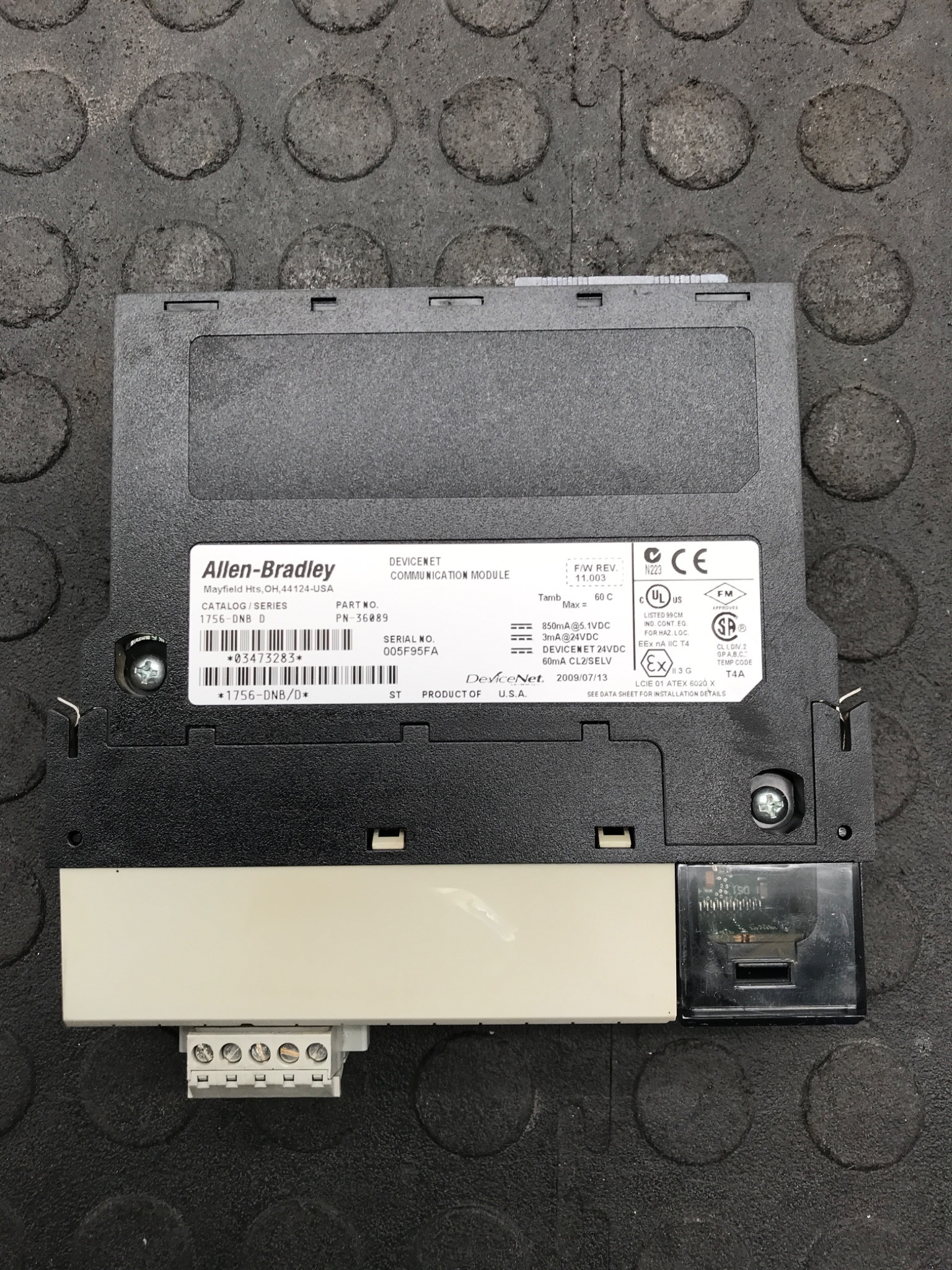 ALLEN‑BRADLEY 1756‑DNB/D ControlLogix DeviceNet Communication Module USED 3