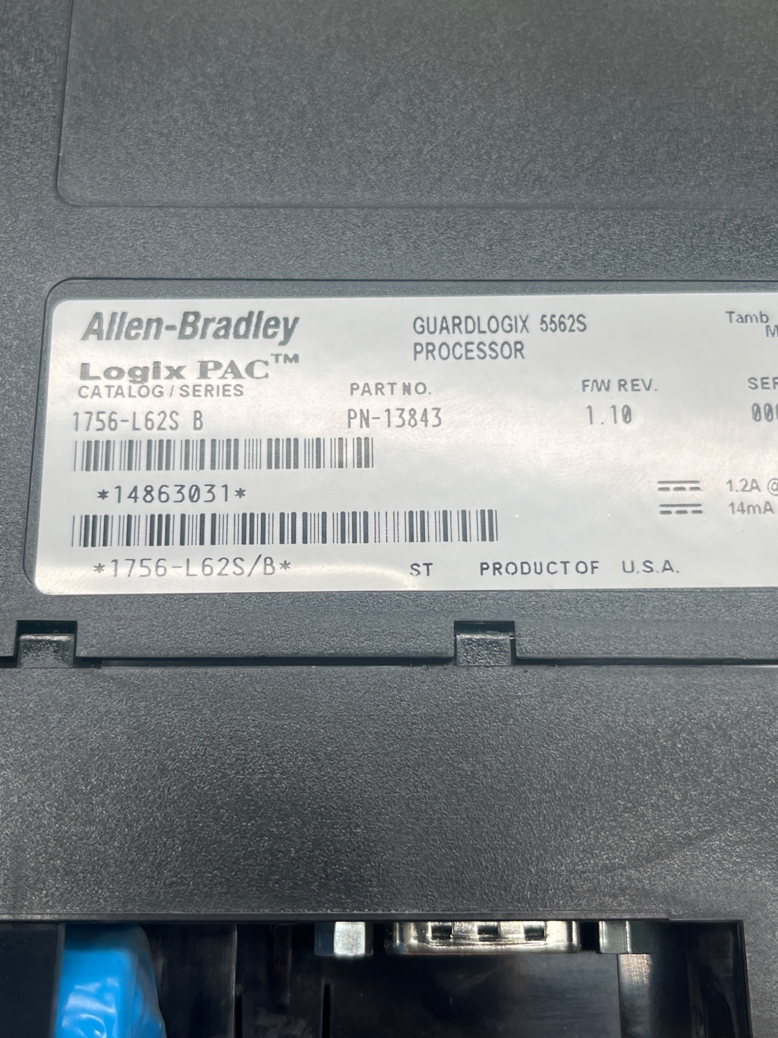 ALLEN‑BRADLEY 1756‑L62S/B GuardLogix 5562S Safety Controller USED 5