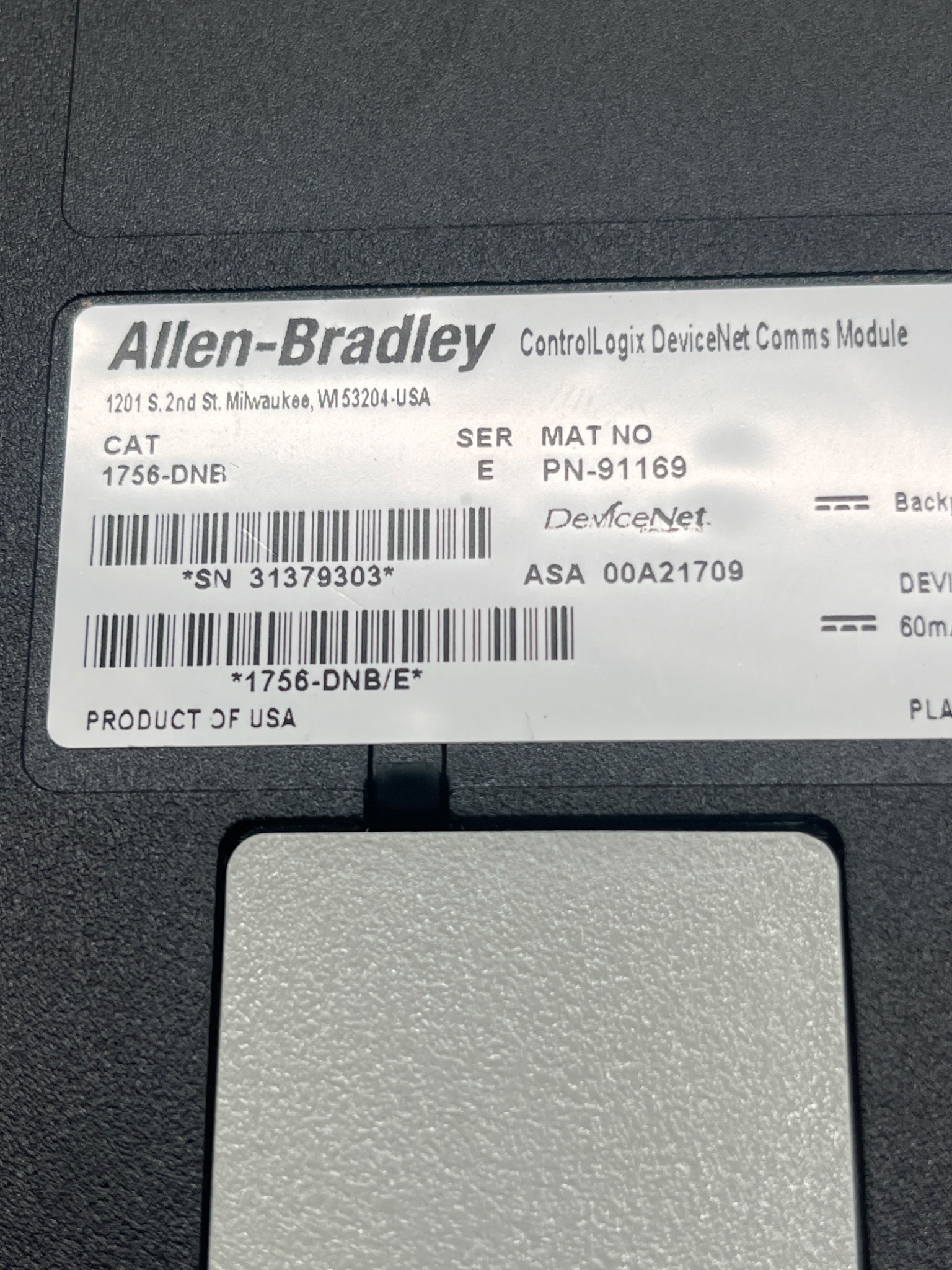 ALLEN‑BRADLEY 1756‑DNB/E ControlLogix DeviceNet Communication Module USED 4