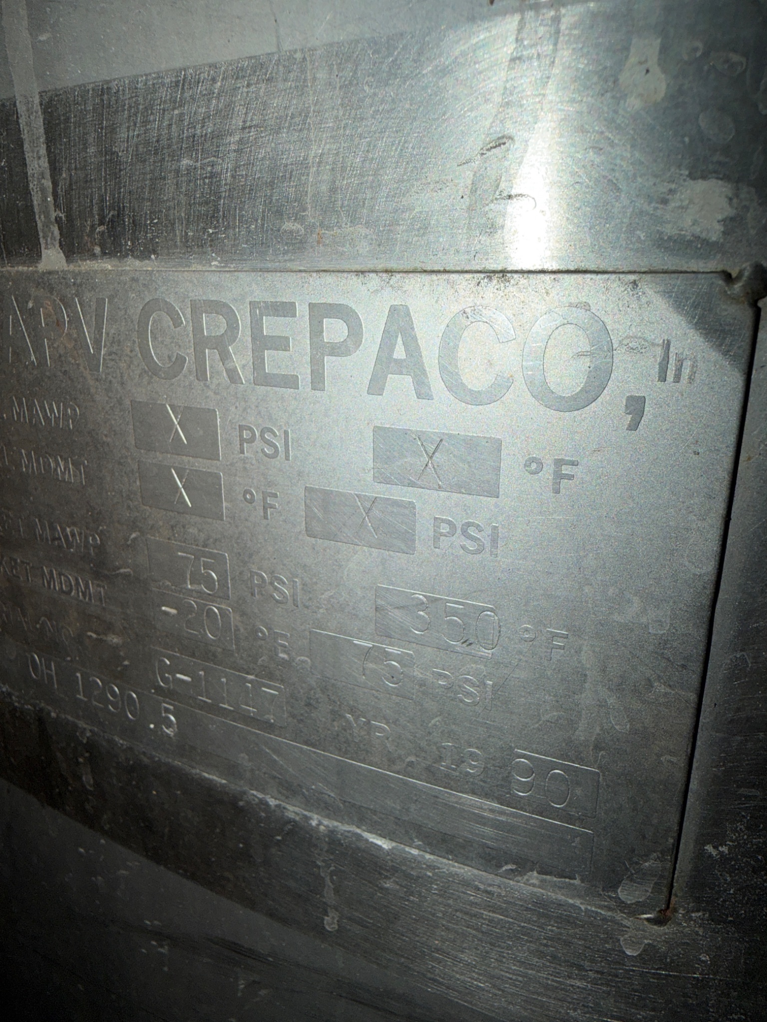 APV/CREPACO OH‑1290.5 Stainless Steel Jacketed Mixer w/ Baldor Motor USED 4