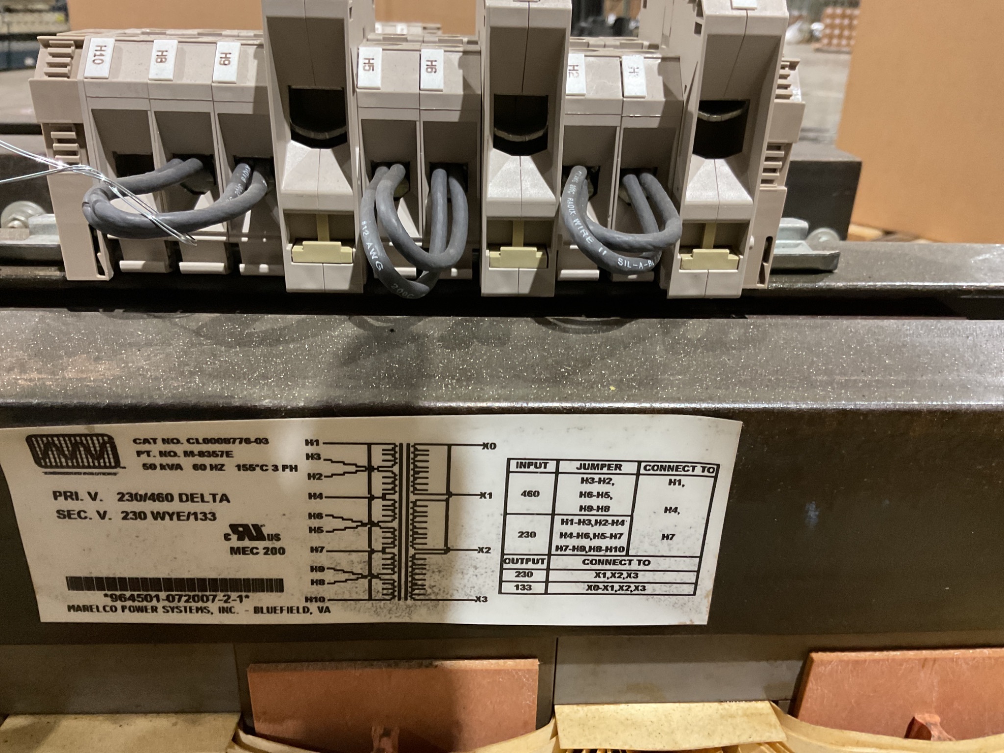 MARELCO M‑8357E 60 kVA 3‑Phase Control Transformer NEW 1