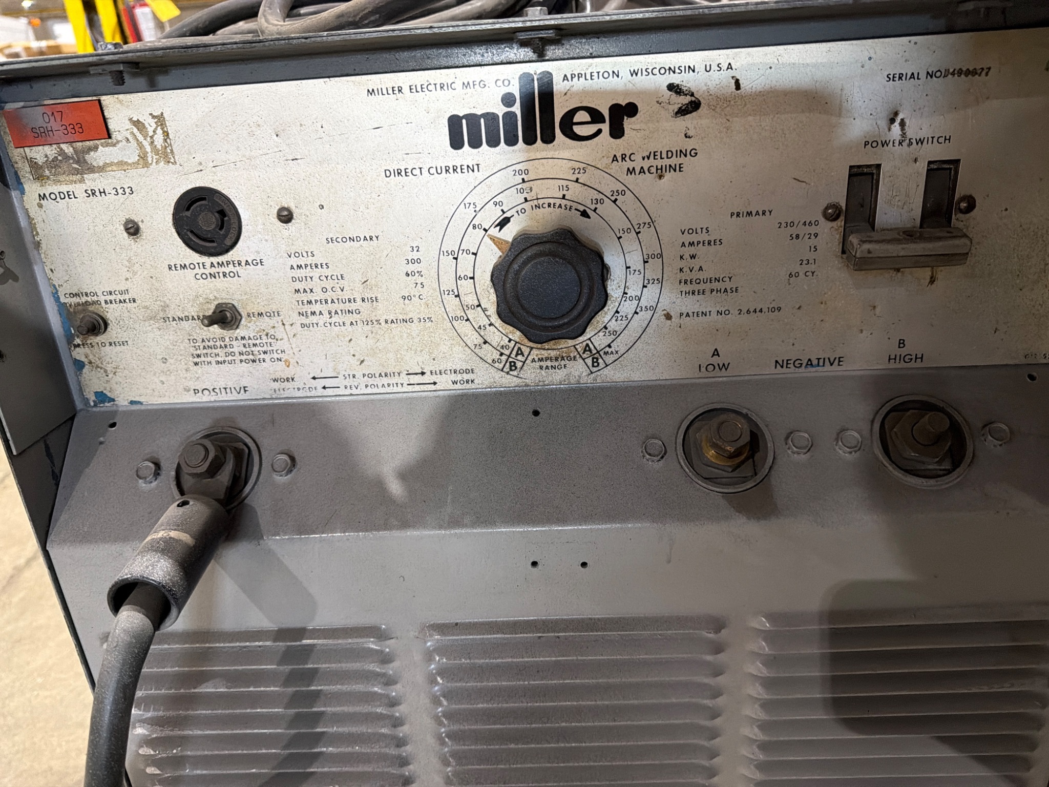 MILLER SRH‑333 DC Arc Welding Power Source USED 4
