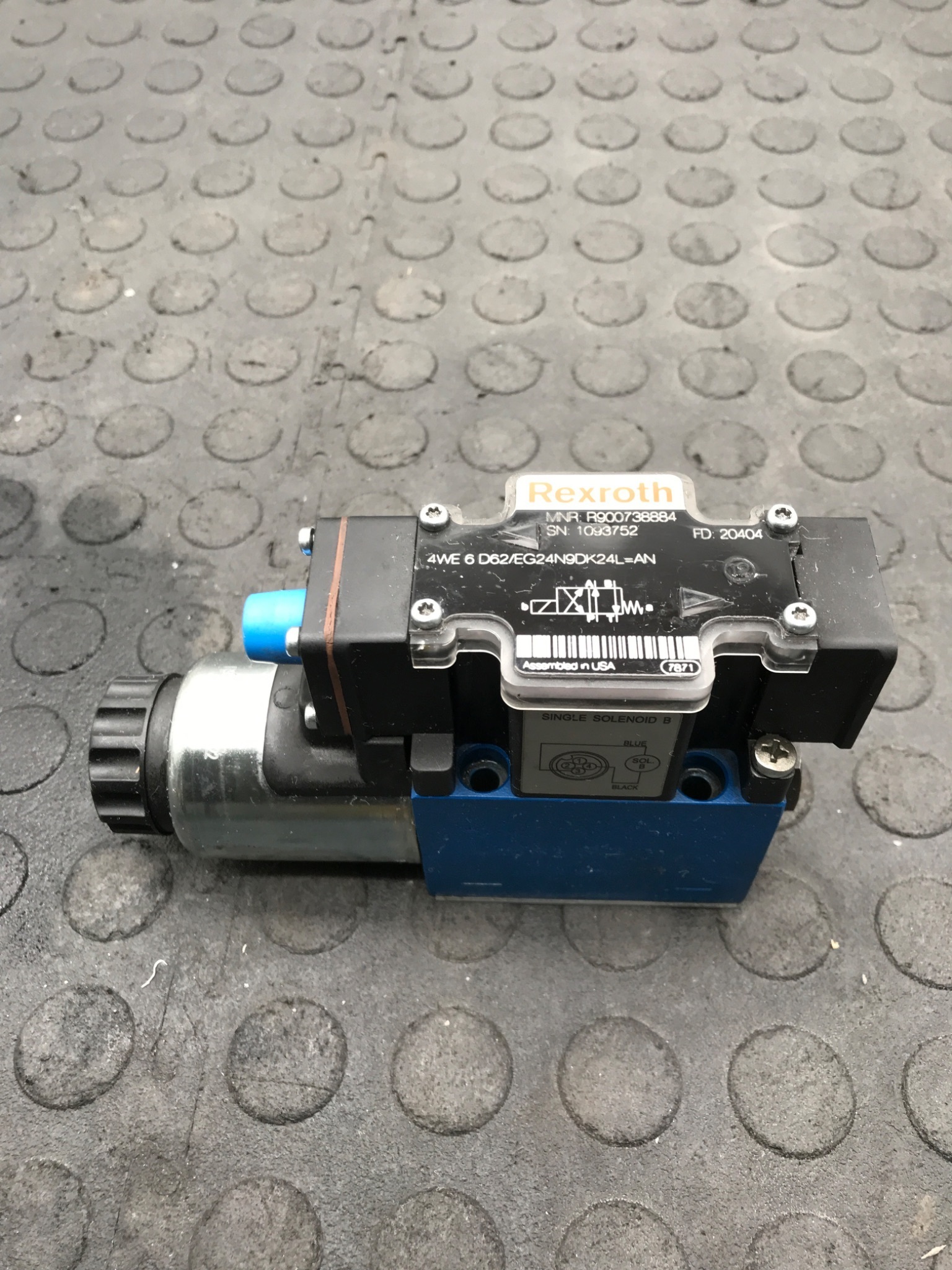 REXROTH 4WE6 D 62/EG24N9DK24L/62=AN (R900738884) Directional Control Valve USED 0
