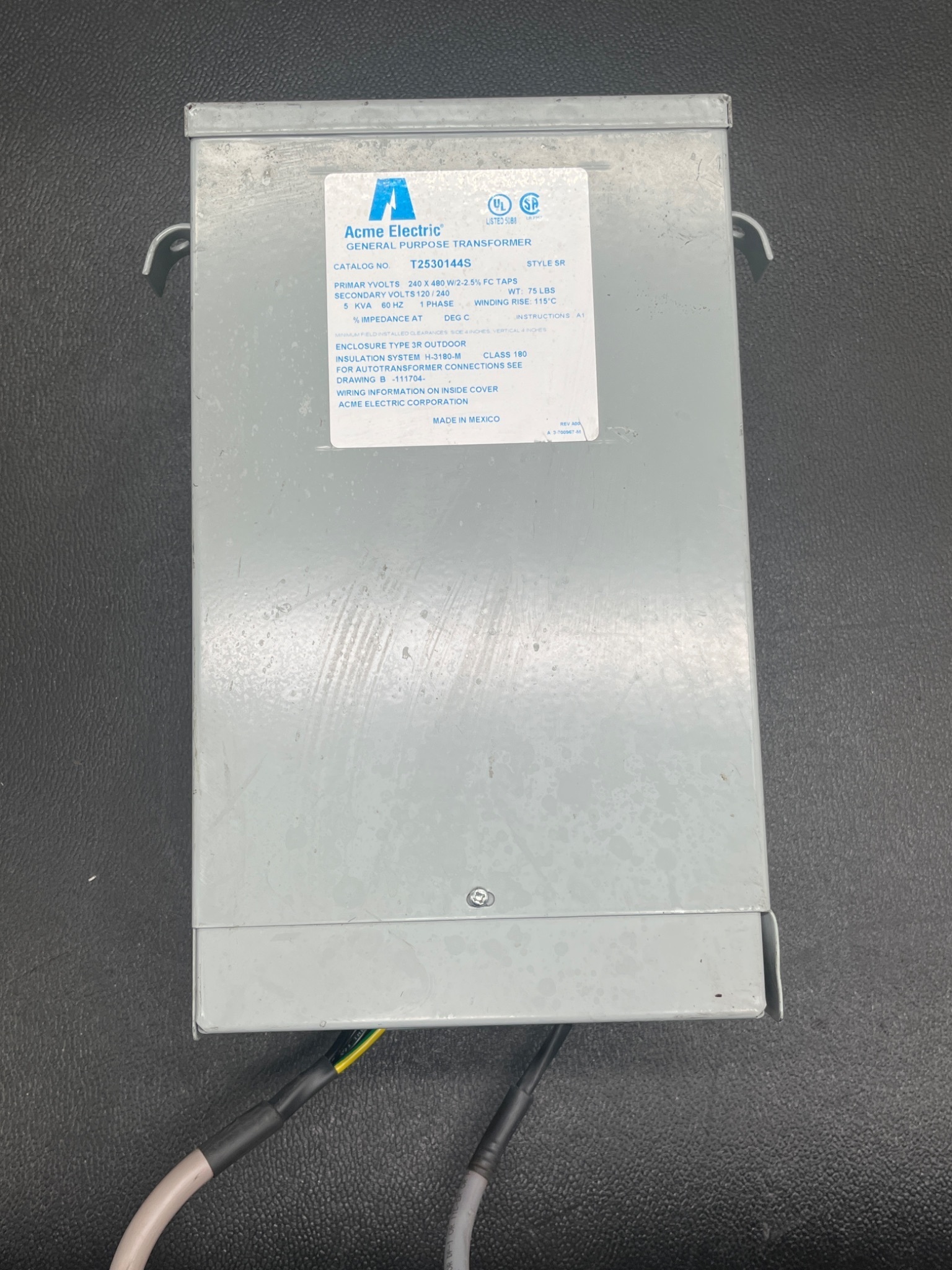 ACME T2530144S 5 KVA 1PH General Purpose Transformer (240x480 - 120/240V); USED 0