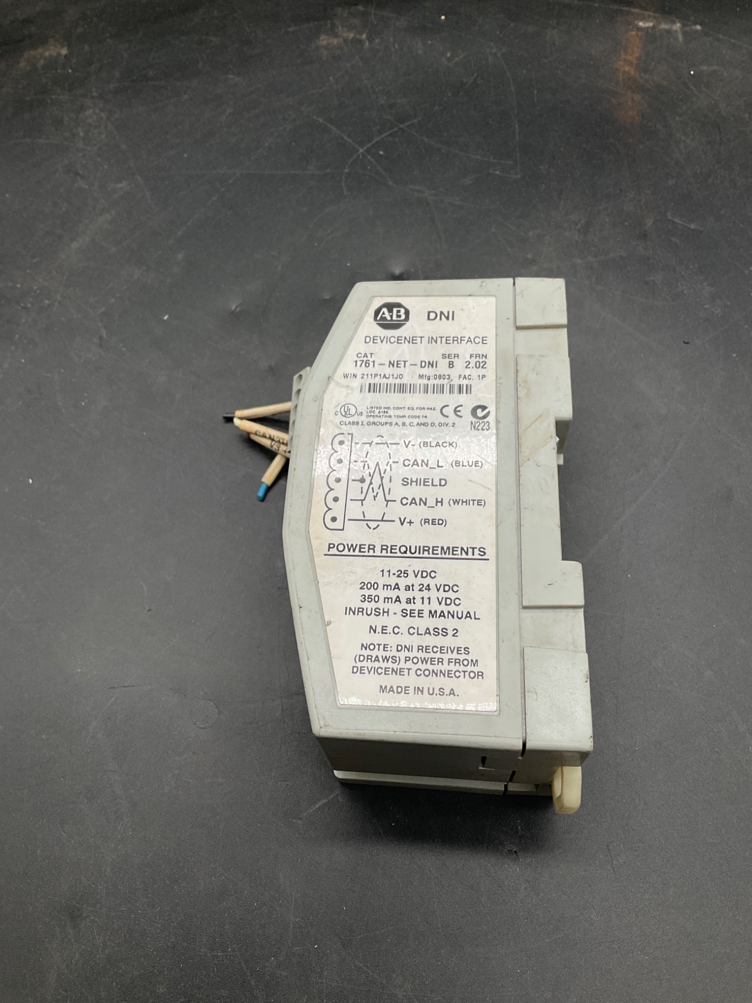 ALLEN‑BRADLEY 1761‑NET‑DNI/B DeviceNet Interface USED 0