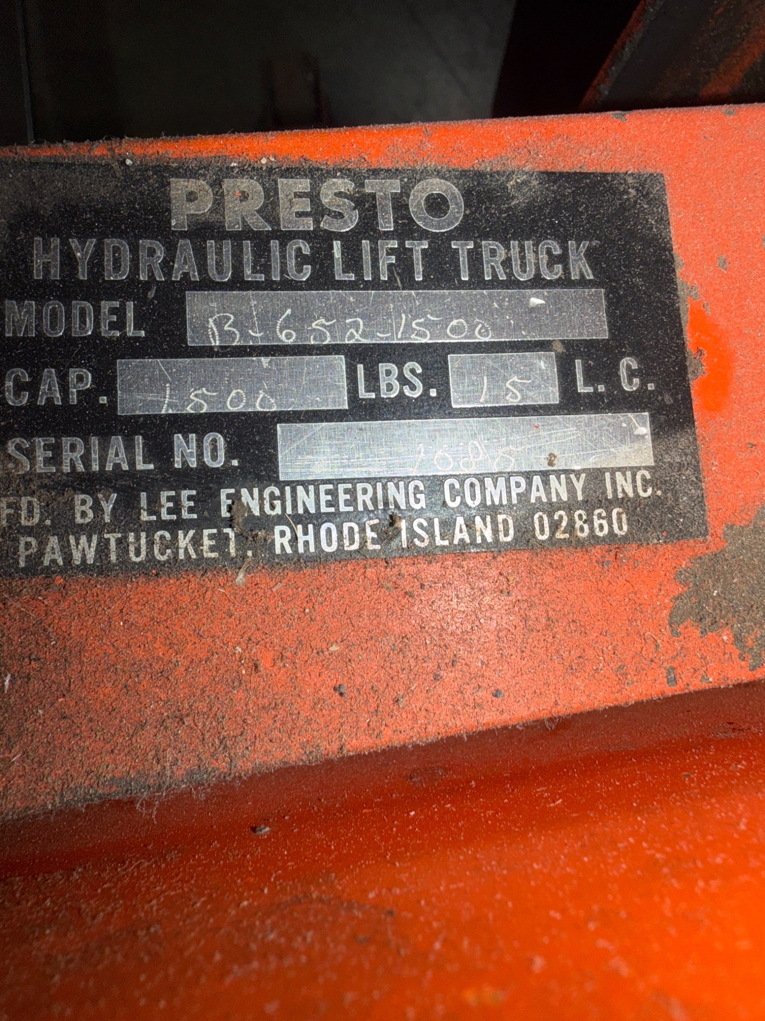 PRESTO B‑652‑1500 Hydraulic Lift Truck 1500 lb Capacity USED 5