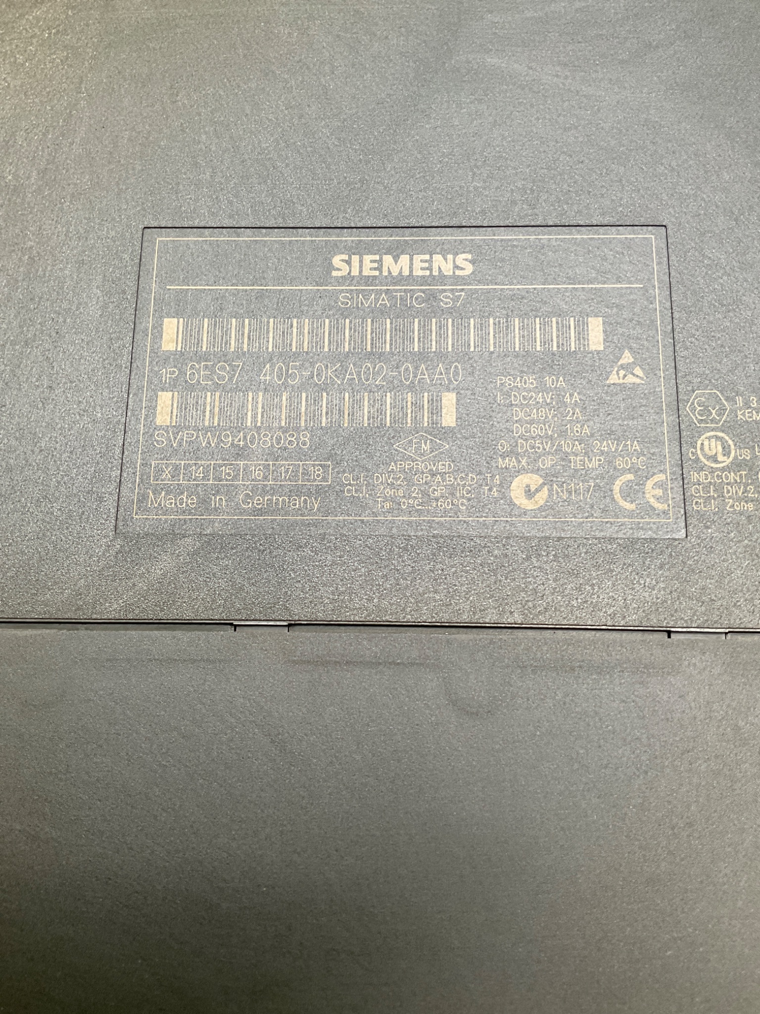 SIEMENS 6ES7 405‑0KA02‑0AA0 S7‑300 Power Supply Module USED 2
