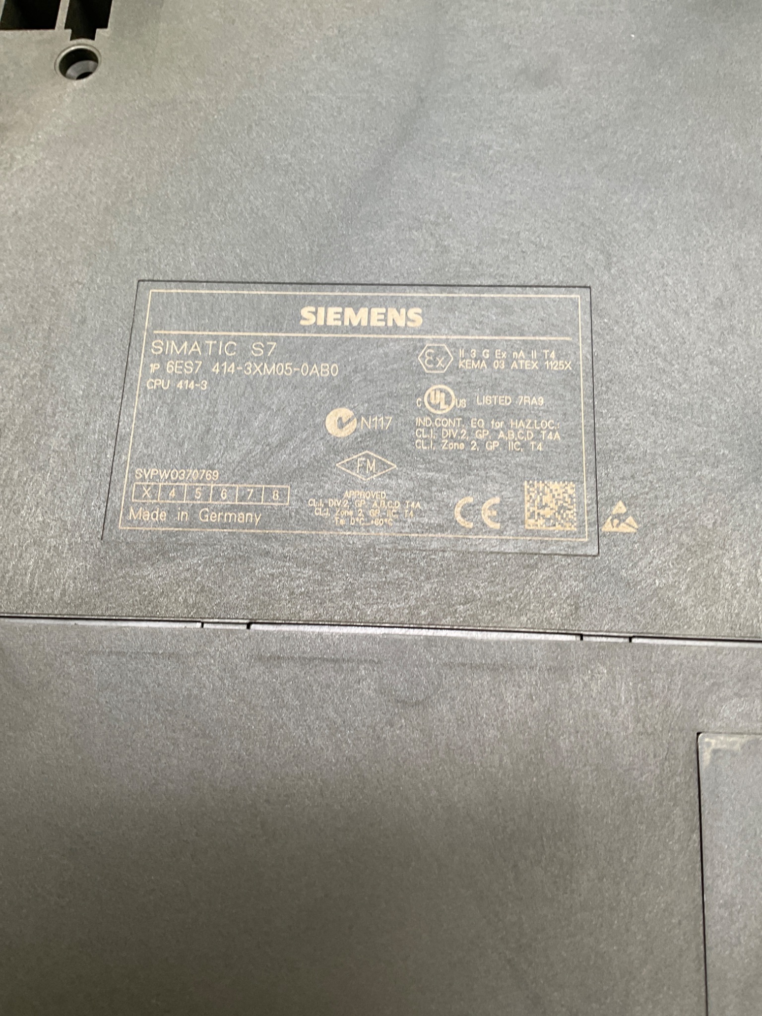 SIEMENS 6ES7 414‑3XM05‑0AB0 S7‑400 CPU 414‑3 USED 6