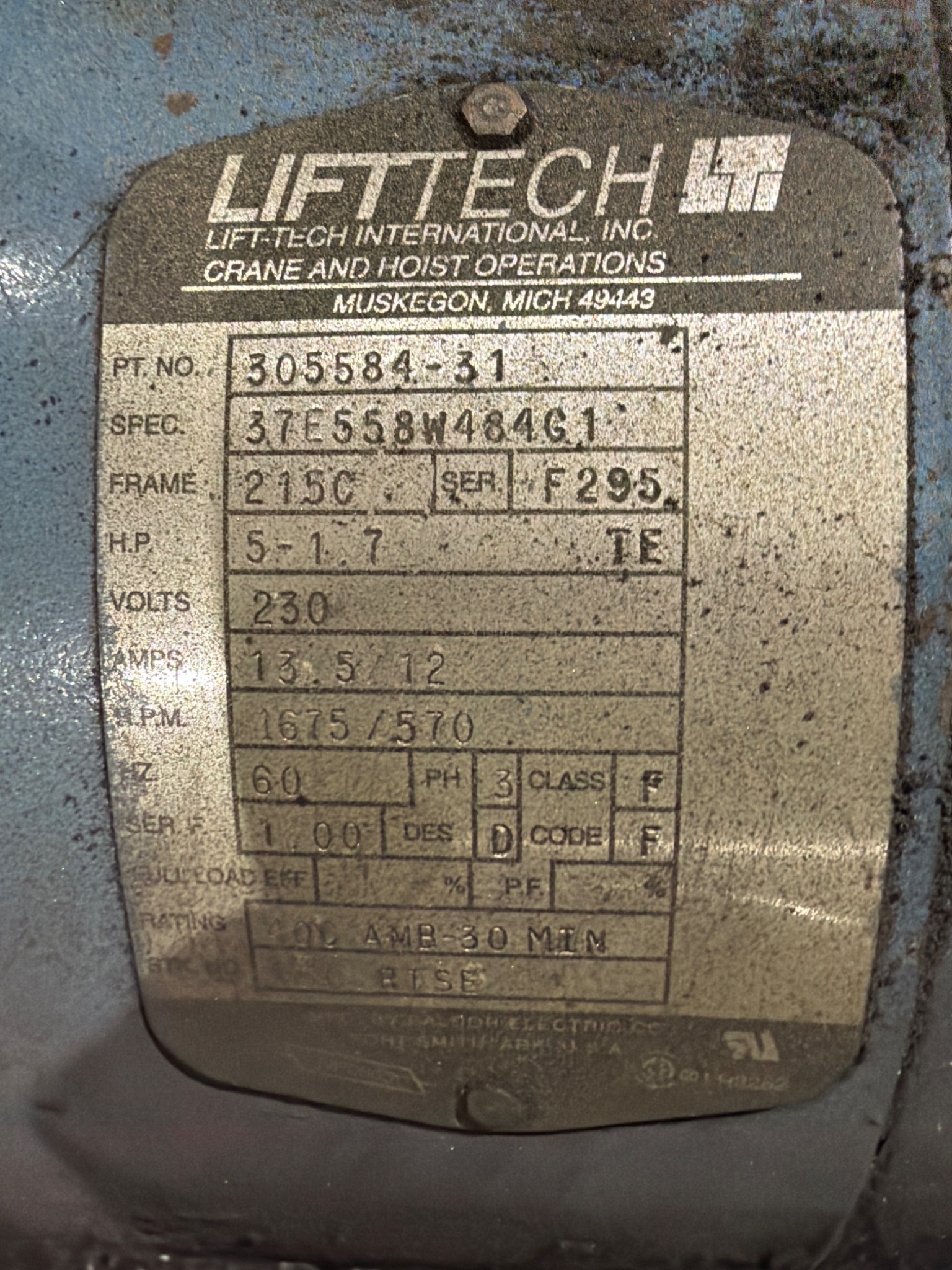 SHAW-BOX 72L05026S1521000 5 Ton Electric Chain Hoist USED 9