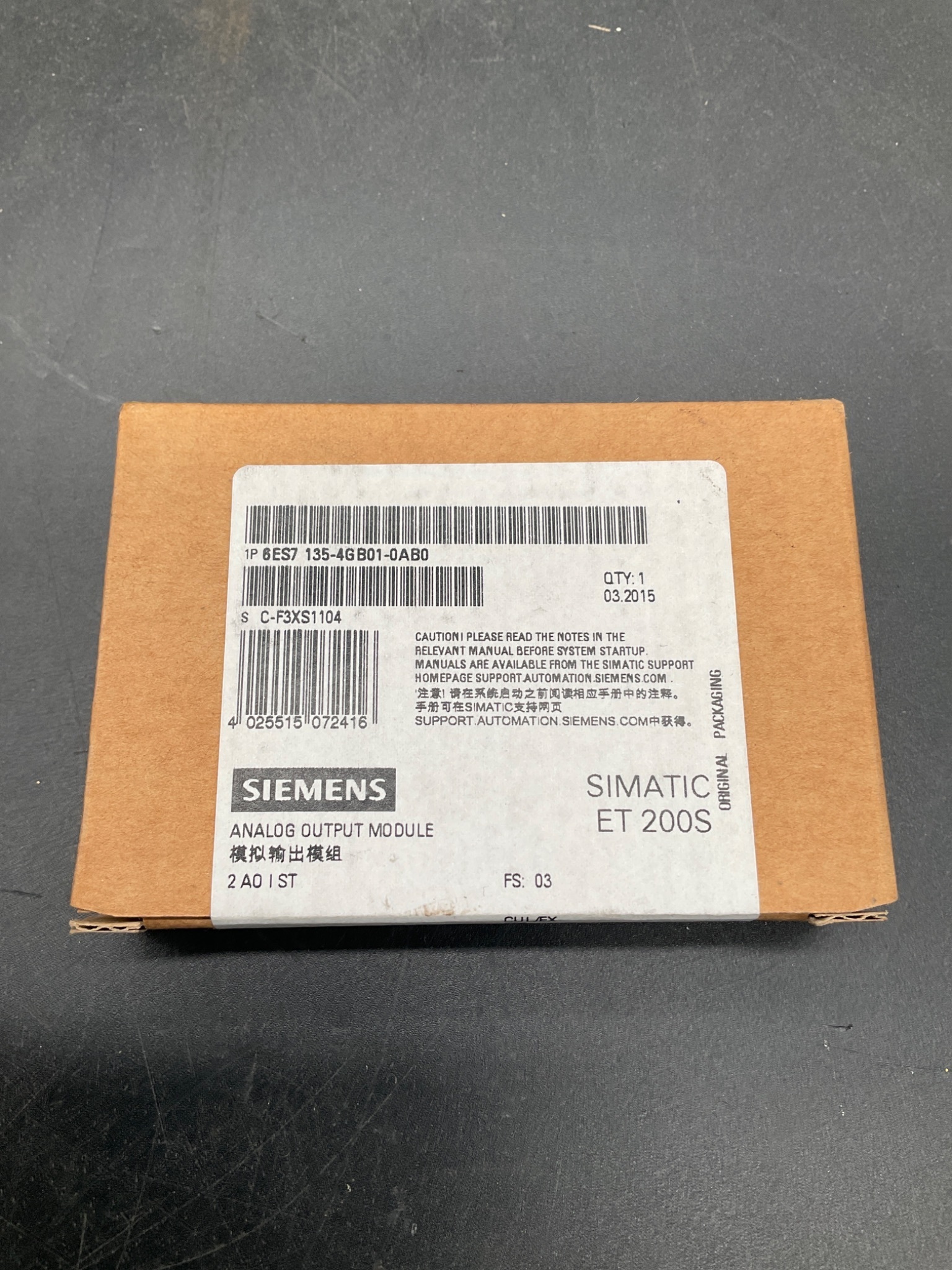 SIEMENS 6ES7 135-4GB01-0AB0 SIMATIC ET 200S Analog Output Module NEW 1
