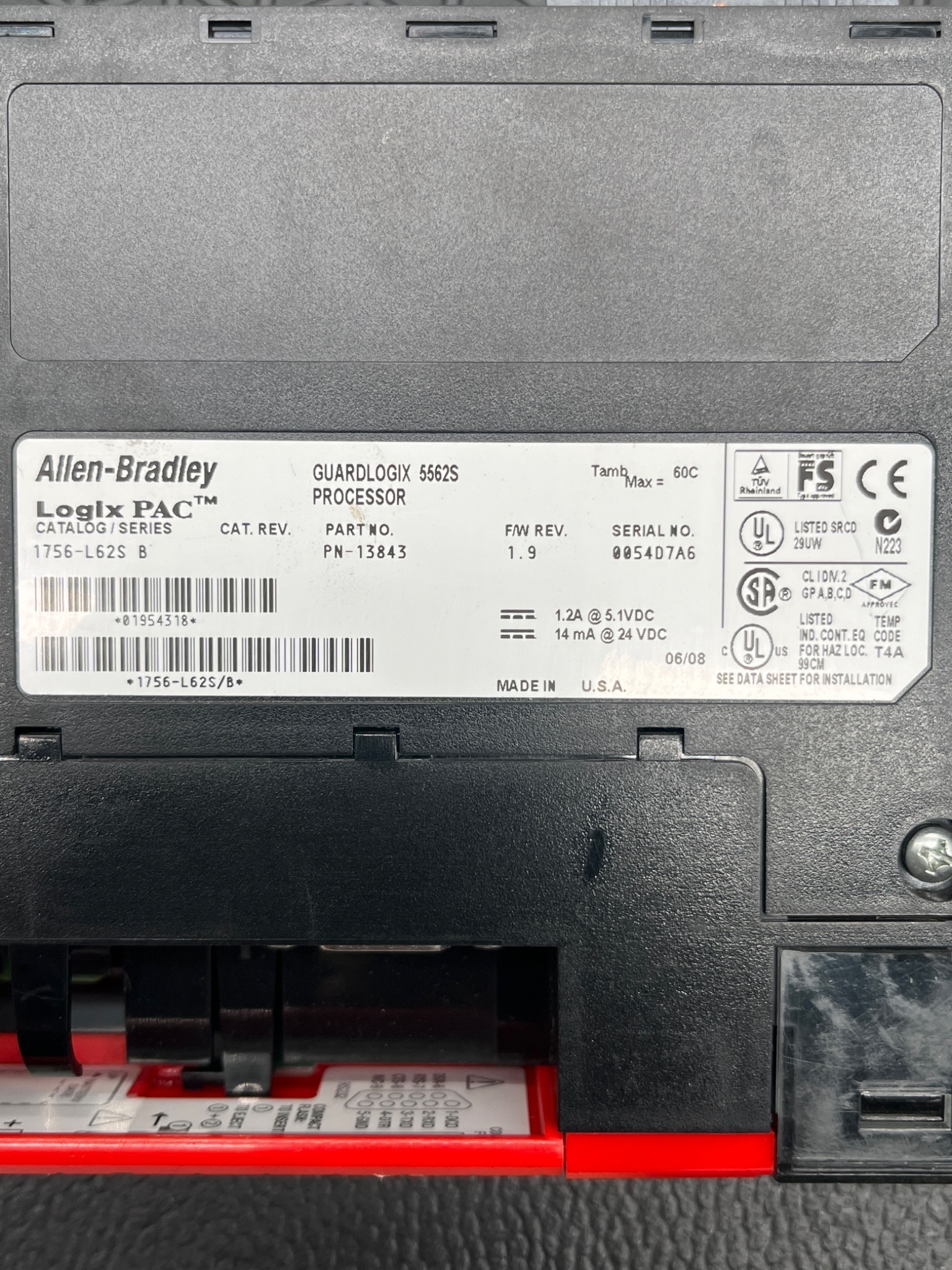 ALLEN BRADLEY 1756-L62S/B GuardLogix Safety Processor USED 5