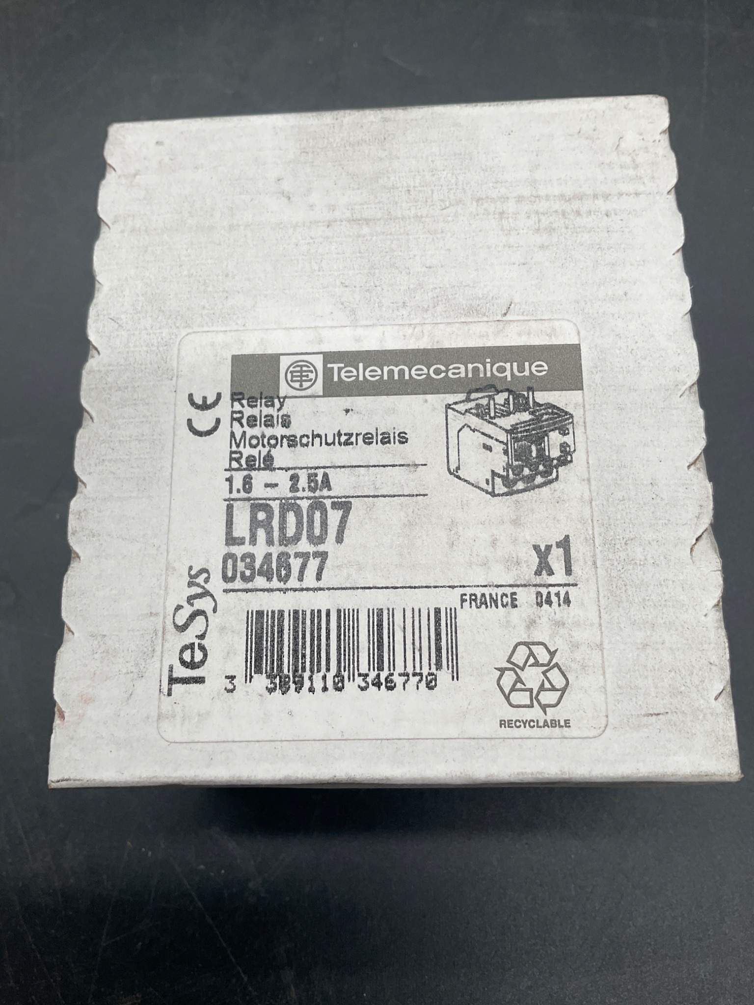 TELEMECANIQUE LRD07 Thermal Overload Relay 1.6-2.5A NEW 4