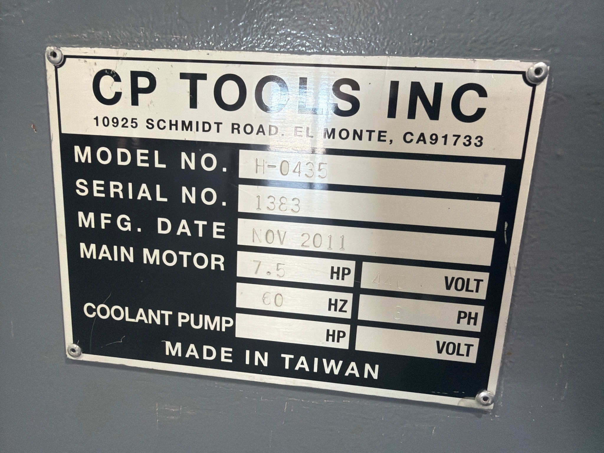 CP TOOLS BIRMINGHAM H-0435 Hydraulic Sheet Metal Shear 7.5HP USED 9