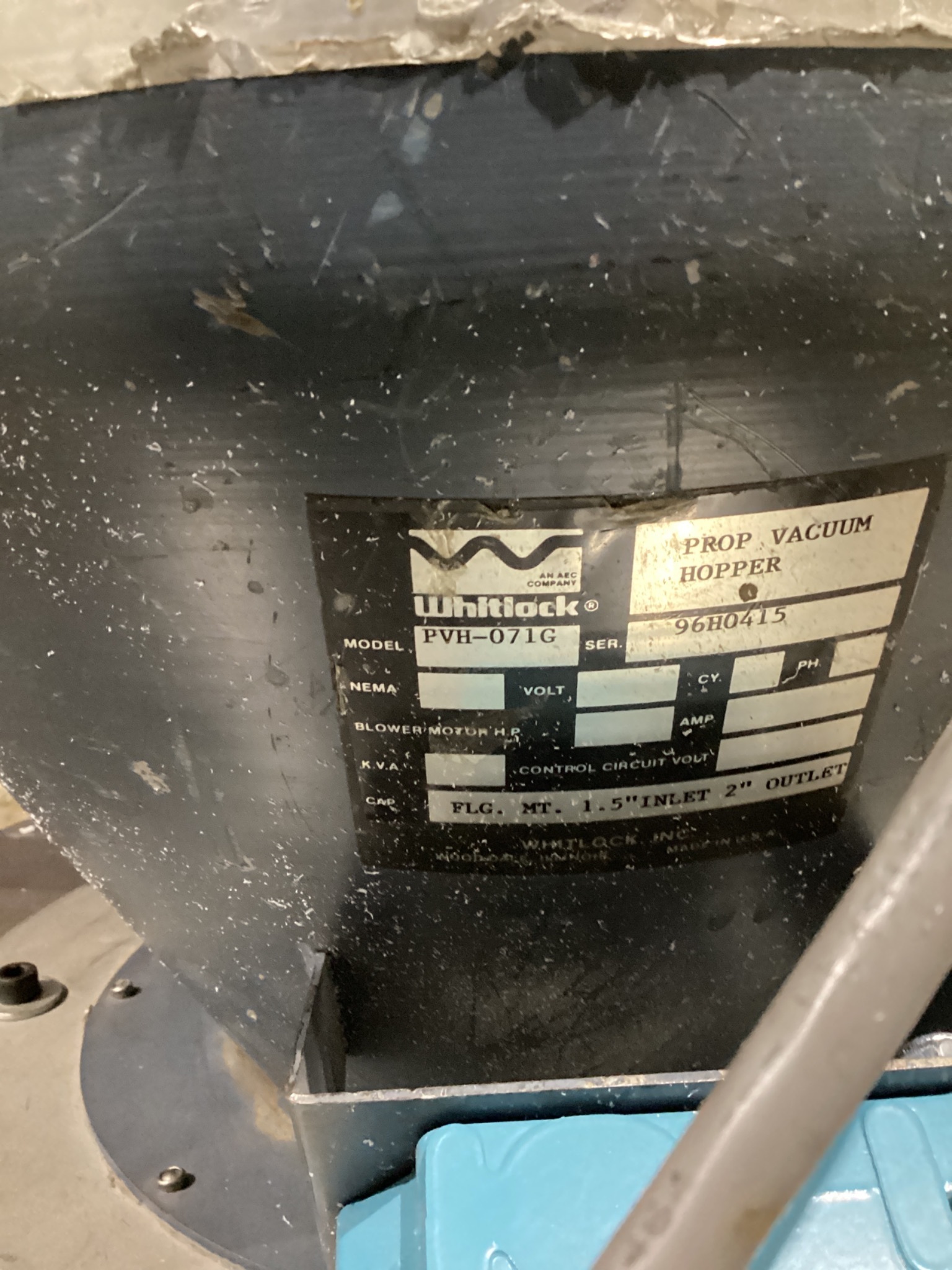AEC WHITLOCK PVH-071G Vacuum Hopper Loader 1.5" Inlet 2" Outlet USED 2