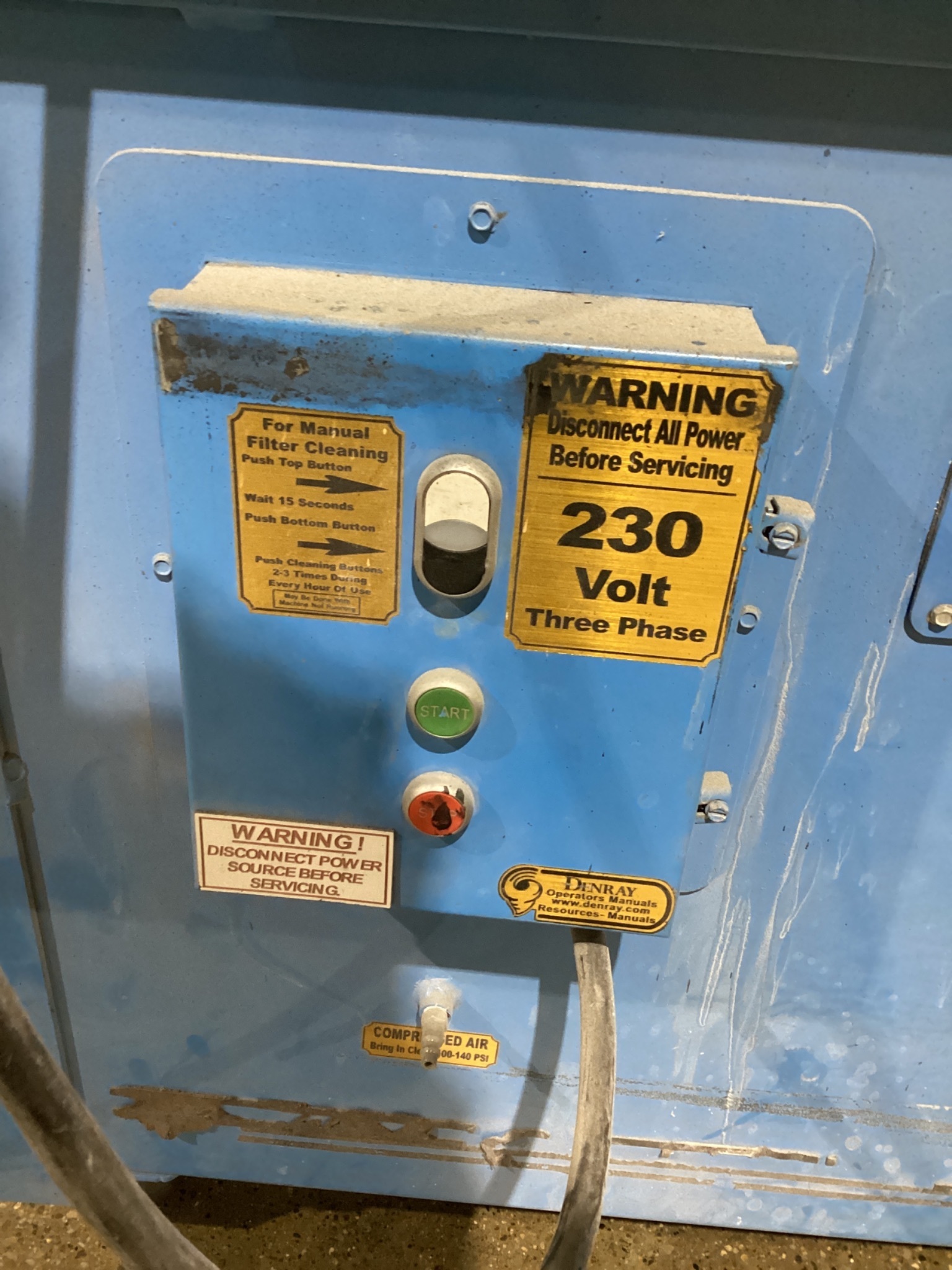 Denray Machine 7200B Downdraft Dust Collector 5HP 3PH USED 5