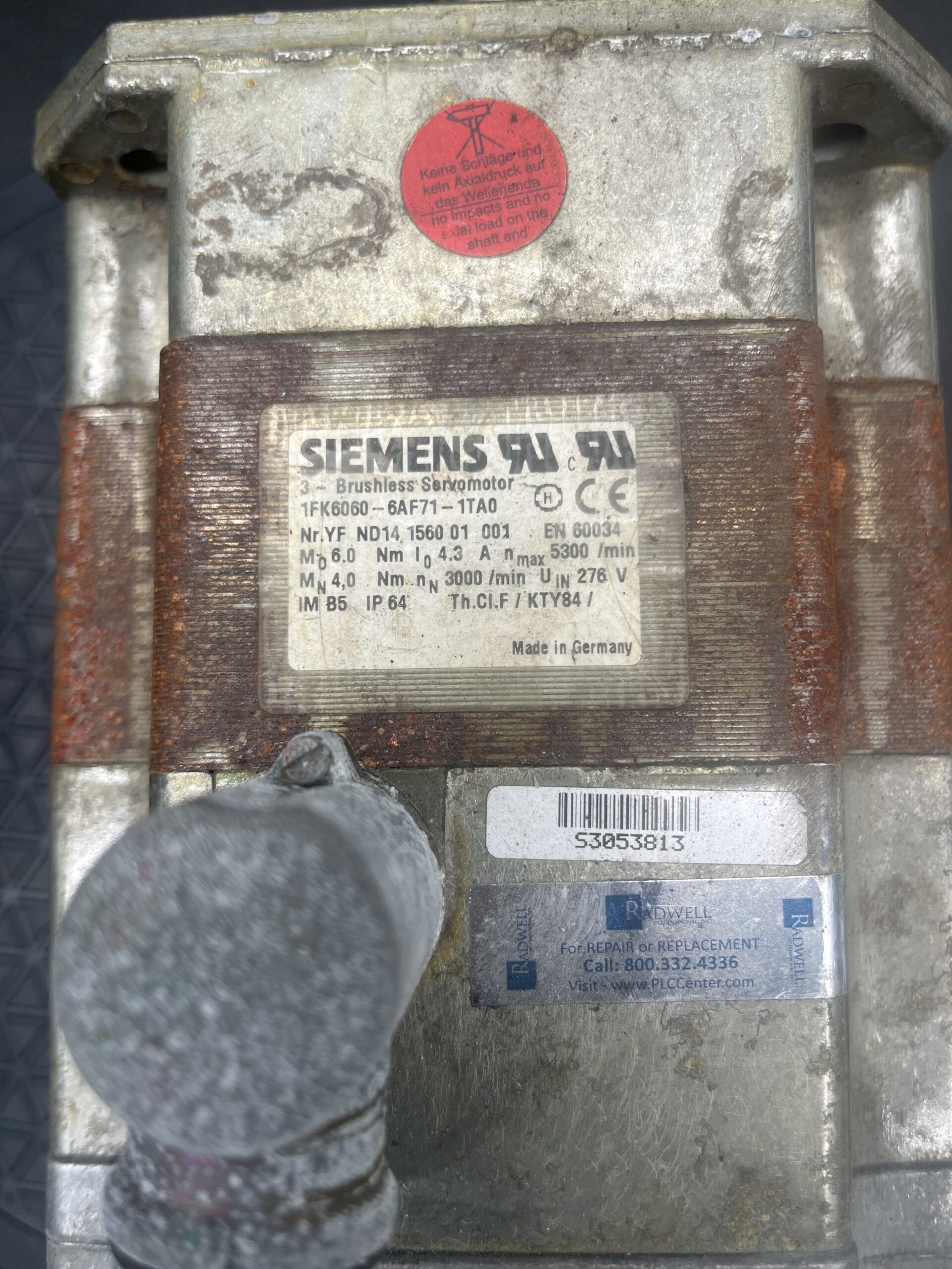 SIEMENS 1FK6060-6AF71-1TA0 Brushless Servo Motor USED 4