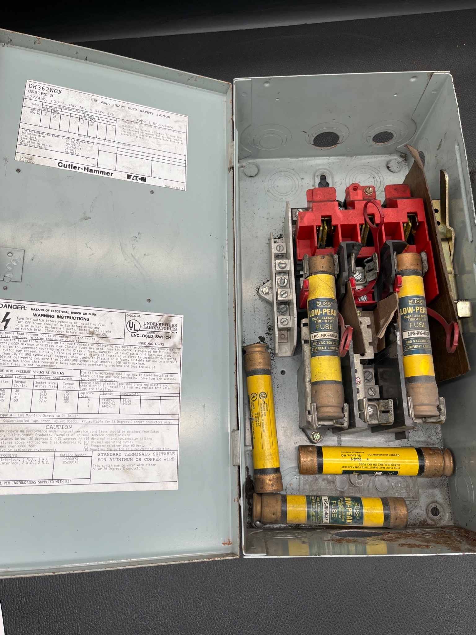 EATON CUTLER‑HAMMER DH362NGK Heavy Duty Safety Switch USED 5