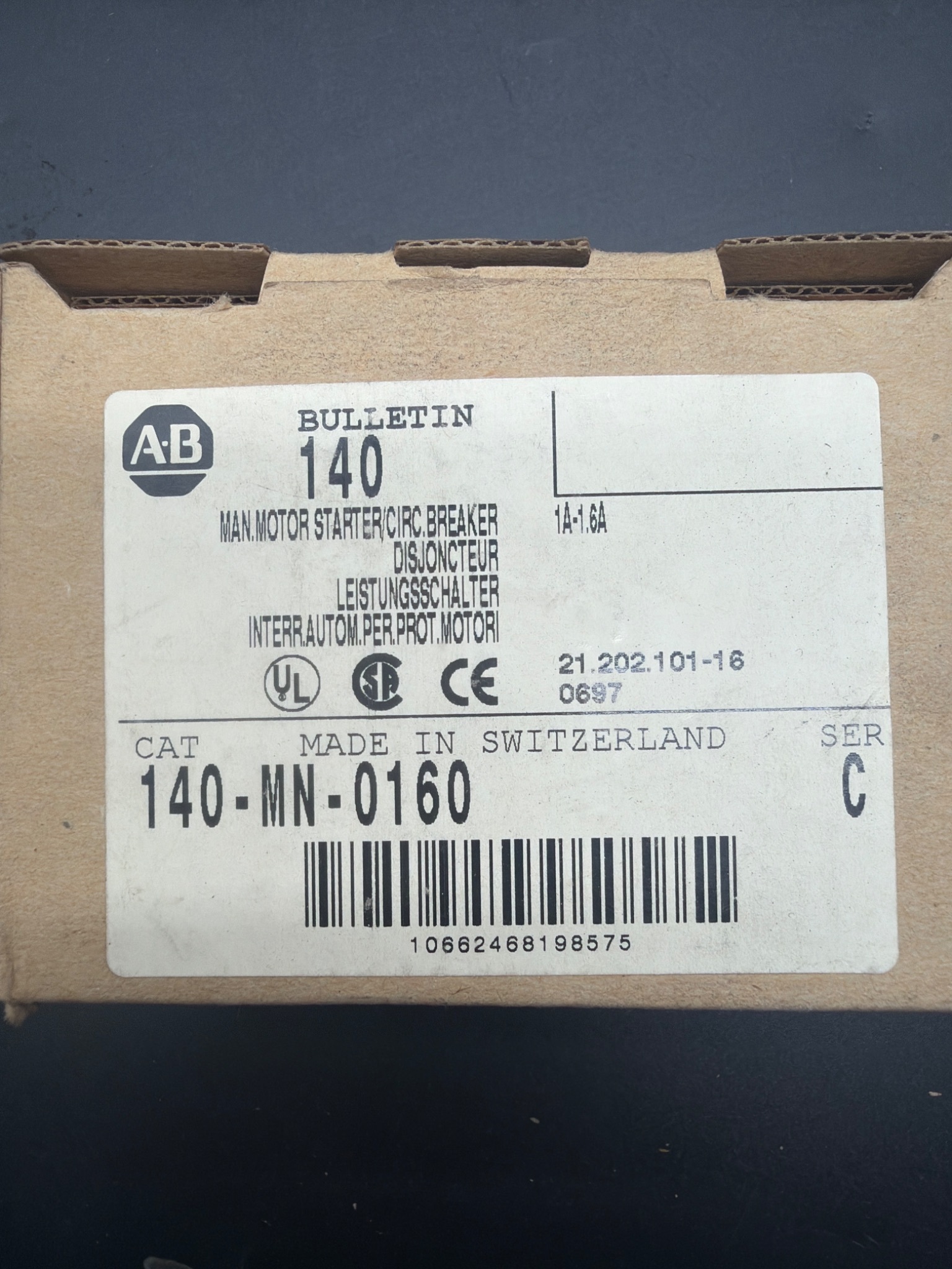 ALLEN‑BRADLEY 140‑MN‑0160 Manual Motor Starter NEW 3