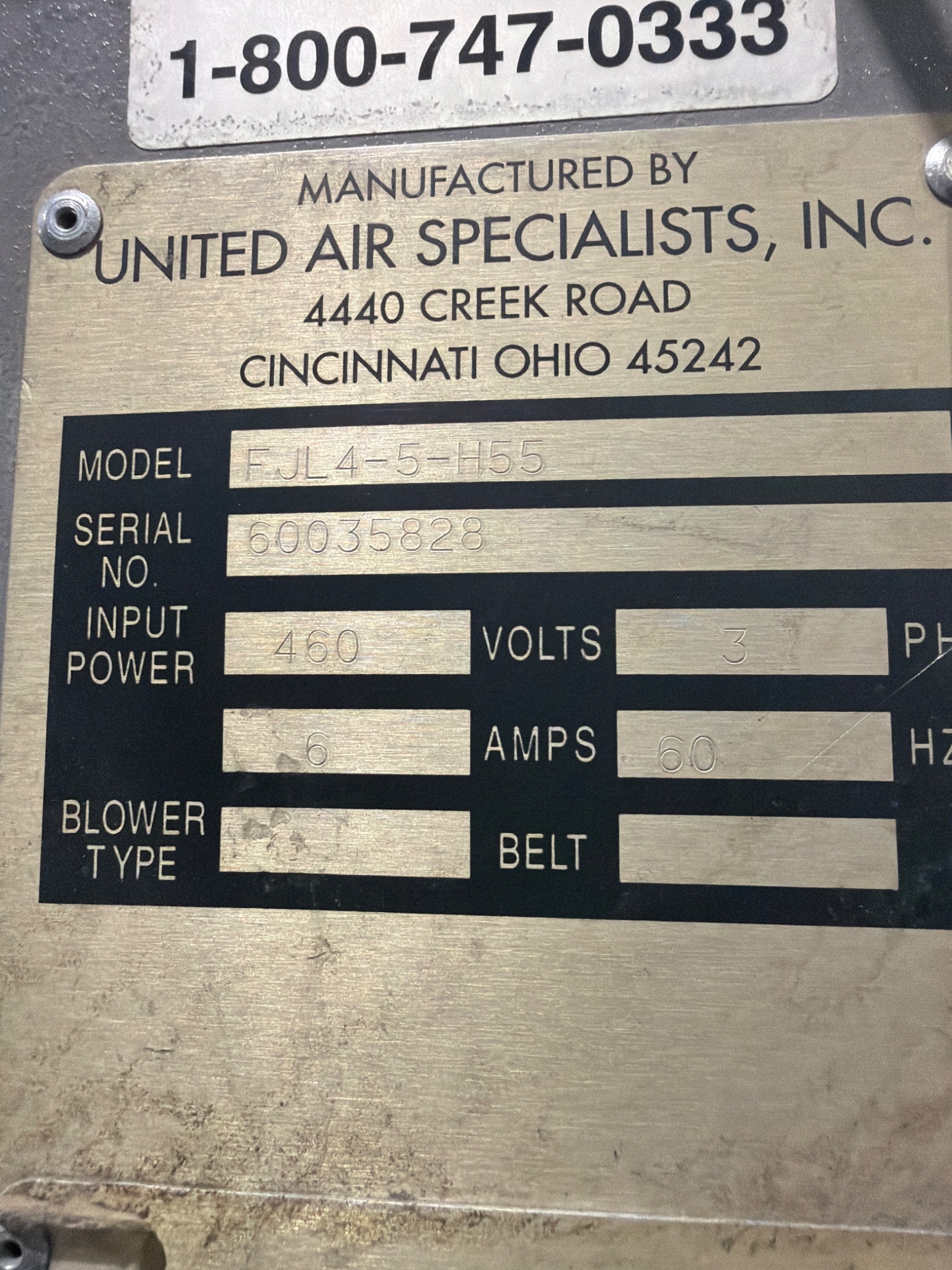 UNITED AIR SPECIALISTS FJL4‑5‑H55 Dust‑Hog Dust Collector USED 5