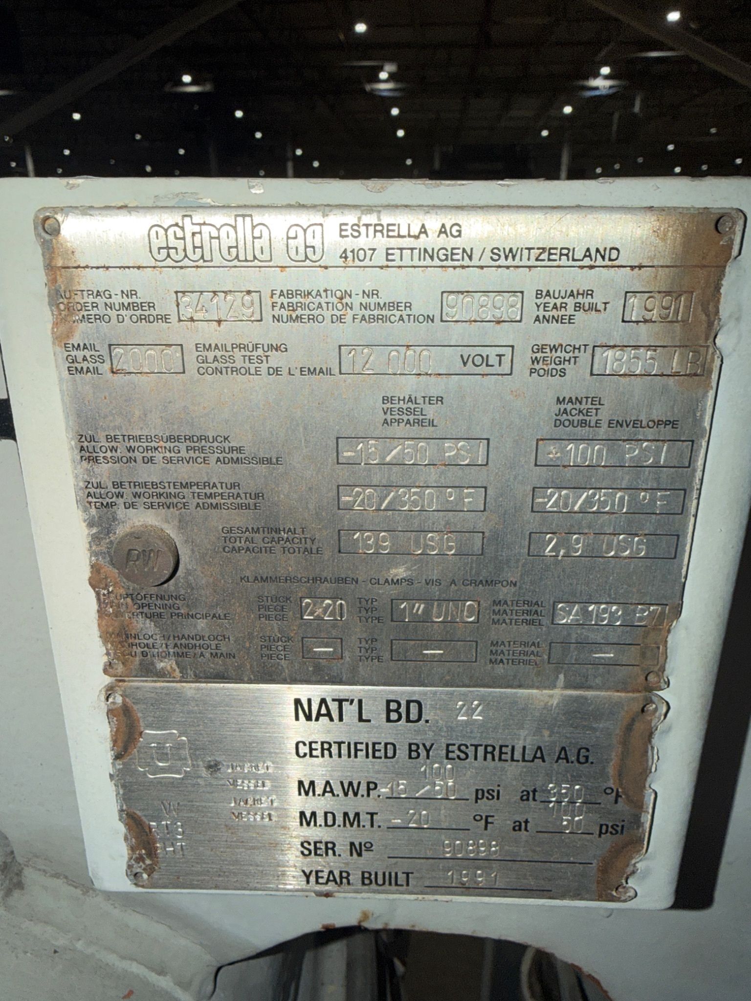 ESTRELLA AG 34129 Glass-Lined Reactor/Autoclave USED 7