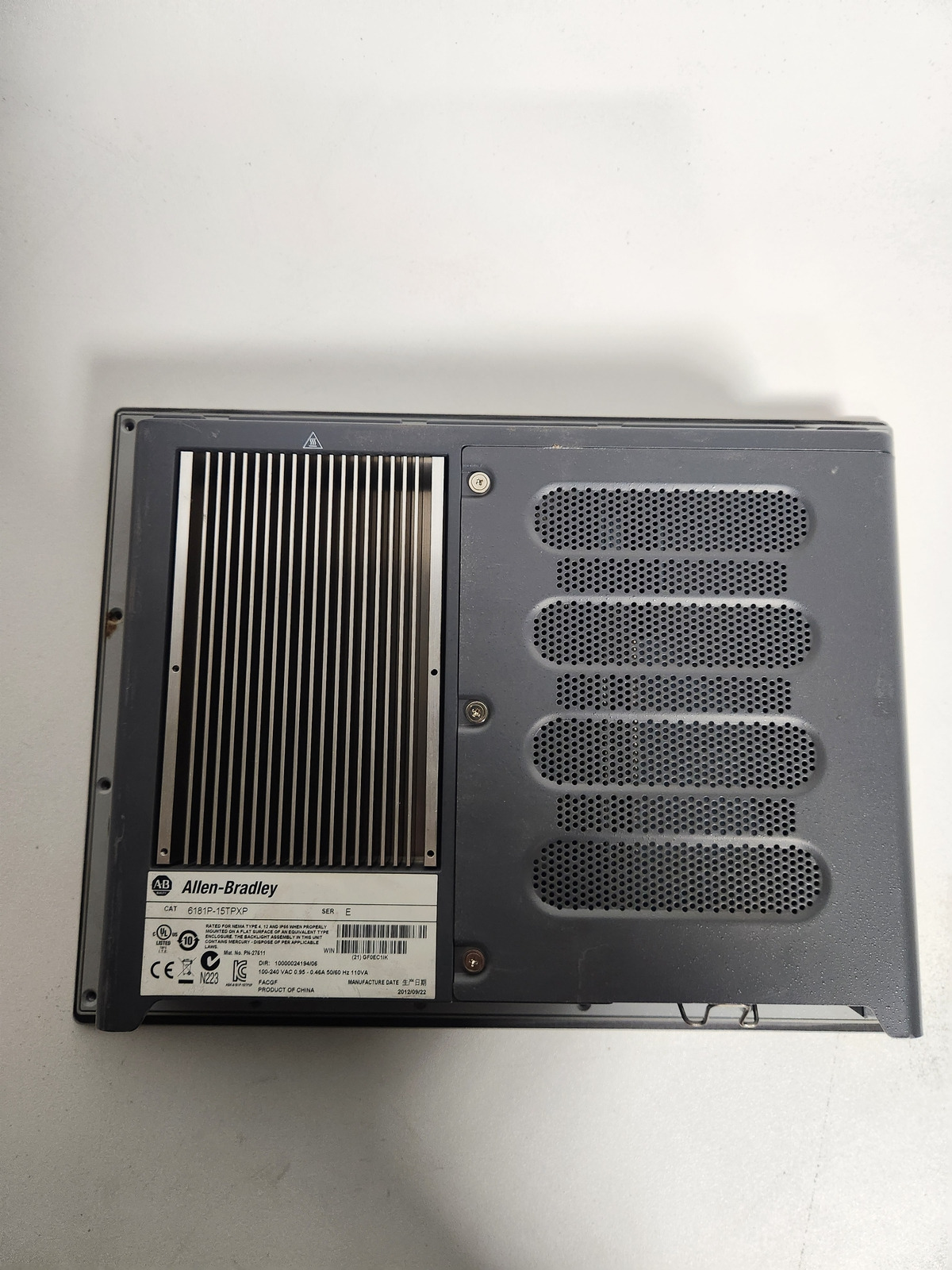 Allen‑Bradley 6181P-15TPXP PanelView 1500P Industrial Computer USED - NO OS 2