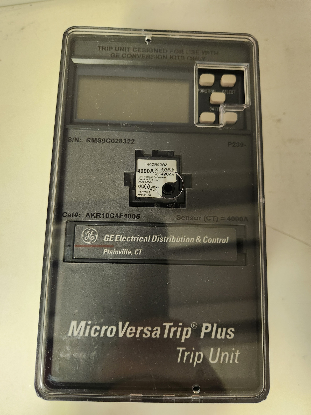 GENERAL ELECTRIC TR4B4000 MicroVersaTrip Plus Trip Unit 4000A NEW 0