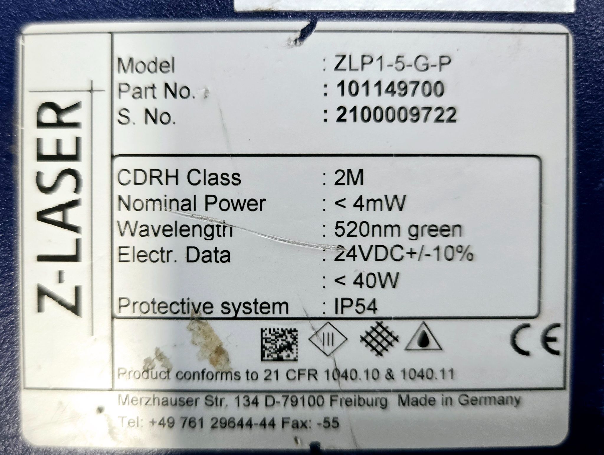 Z-LASER ZLP1-5-G-P Green Laser Projector USED 3
