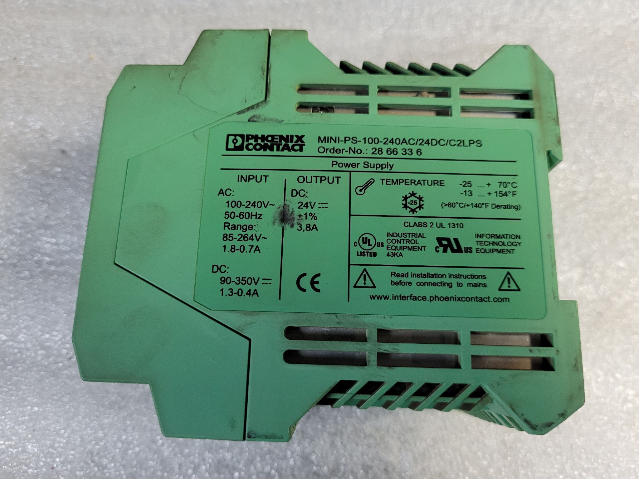 PHOENIX CONTACT 2866336 MINI-PS Power Supply 24V 3.8A USED 2