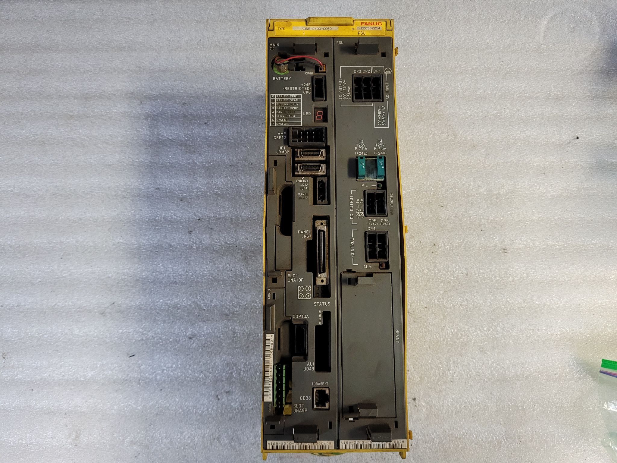 FANUC A05B-2400-C060 2-Slot Backplane Chassis w/ A16B-3200-0330 & A16B-2203-0370 USED 0