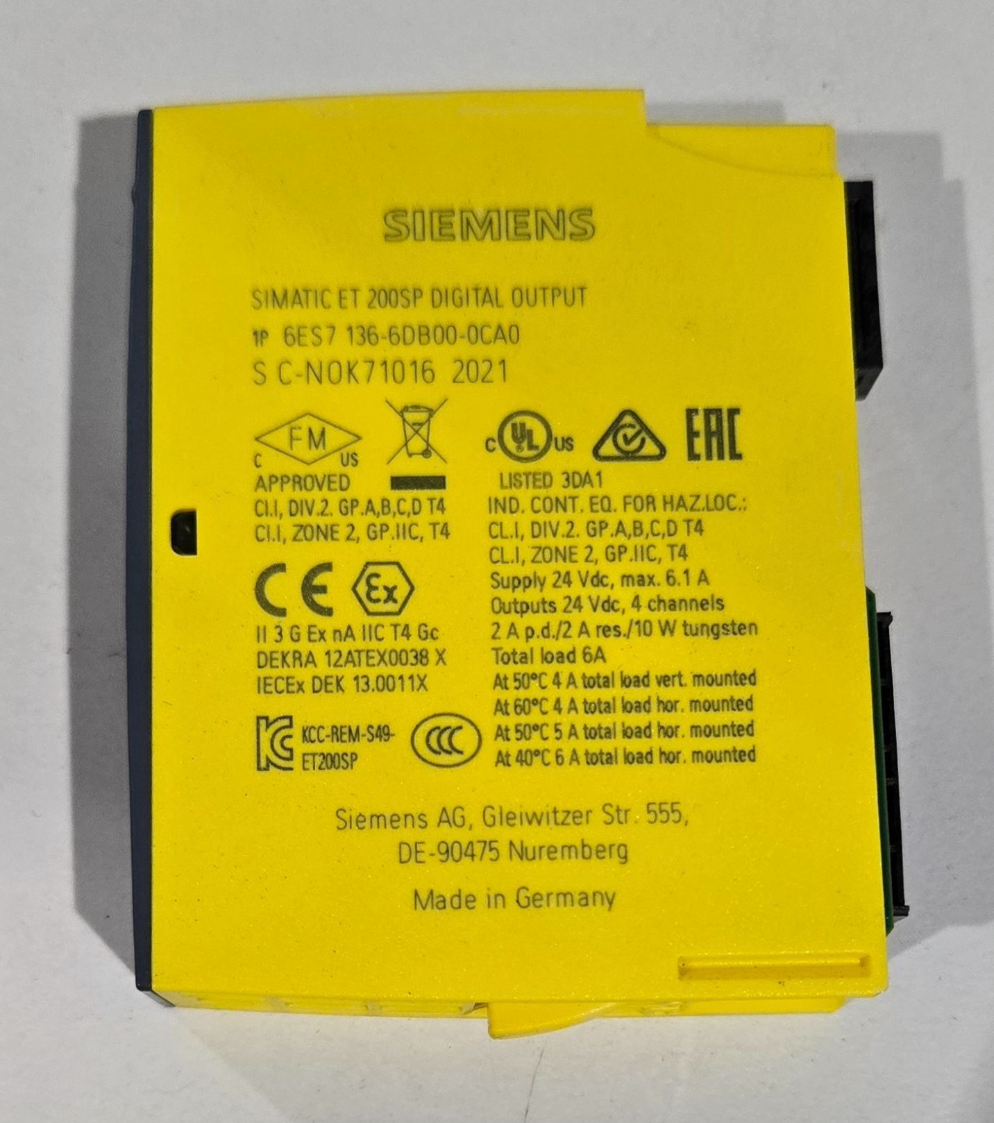 SIEMENS 6ES7 136-6DB00-0CA0 ET200SP F-Digital Output Module 4x24VDC 2A USED 2
