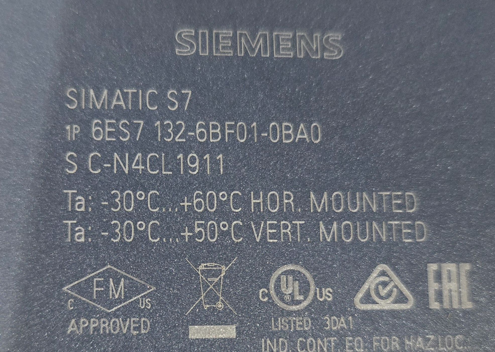SIEMENS 6ES7 132‑6BF01‑0BA0 SIMATIC S7 Digital Output Module USED 3
