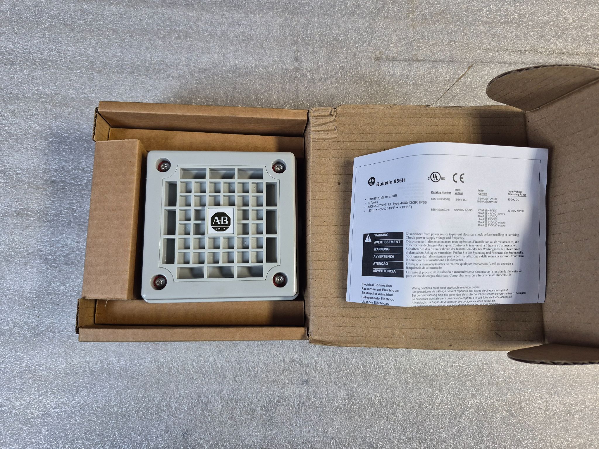 ALLEN BRADLEY 855H-SG30GPE Electronic Horn 24VDC Panel Mount NEW 0