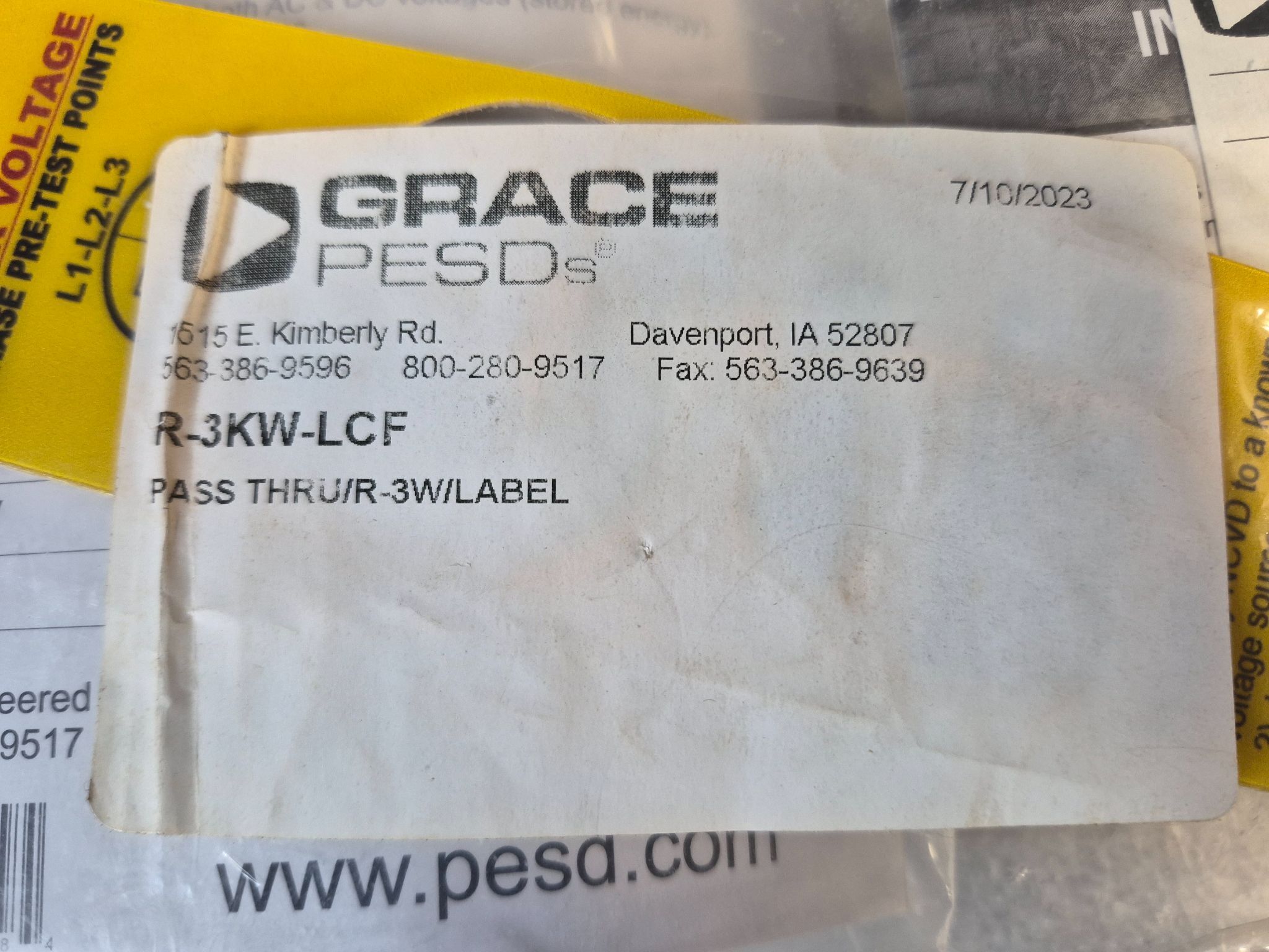 GRACE R-3KW-LCF Pass-Thru Voltage Indicator w/ R-3K & Vertical Label NEW 4