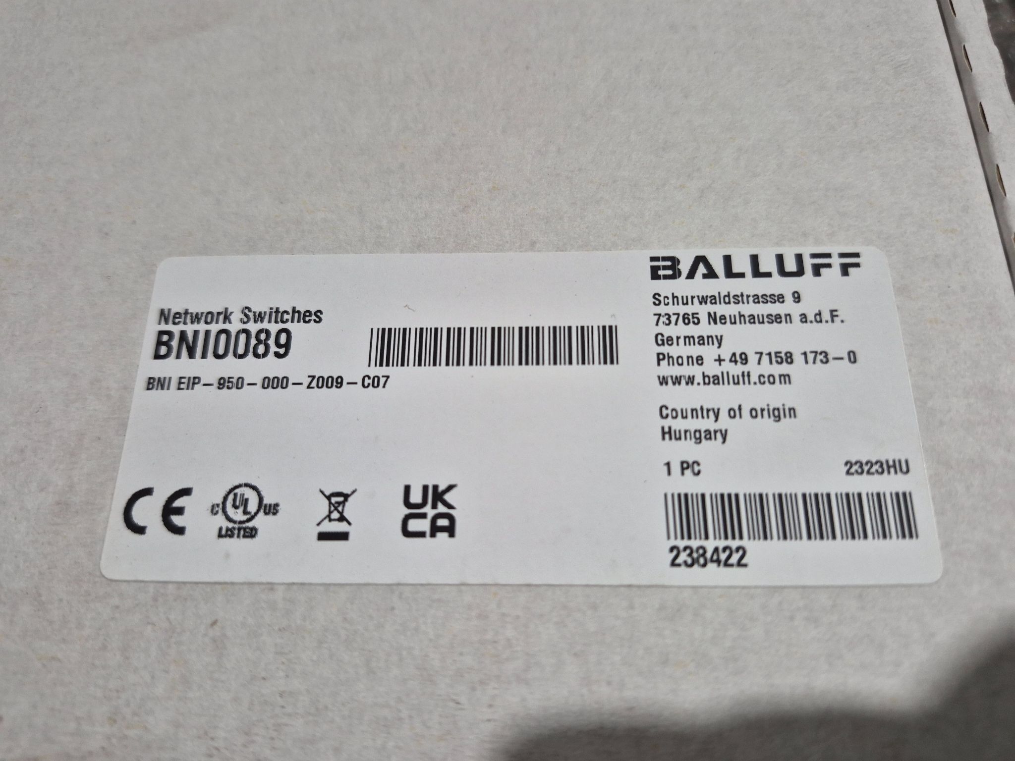 Balluff BNI EIP-950-000-Z009-C07 Network Switch BNI0089 NEW 3