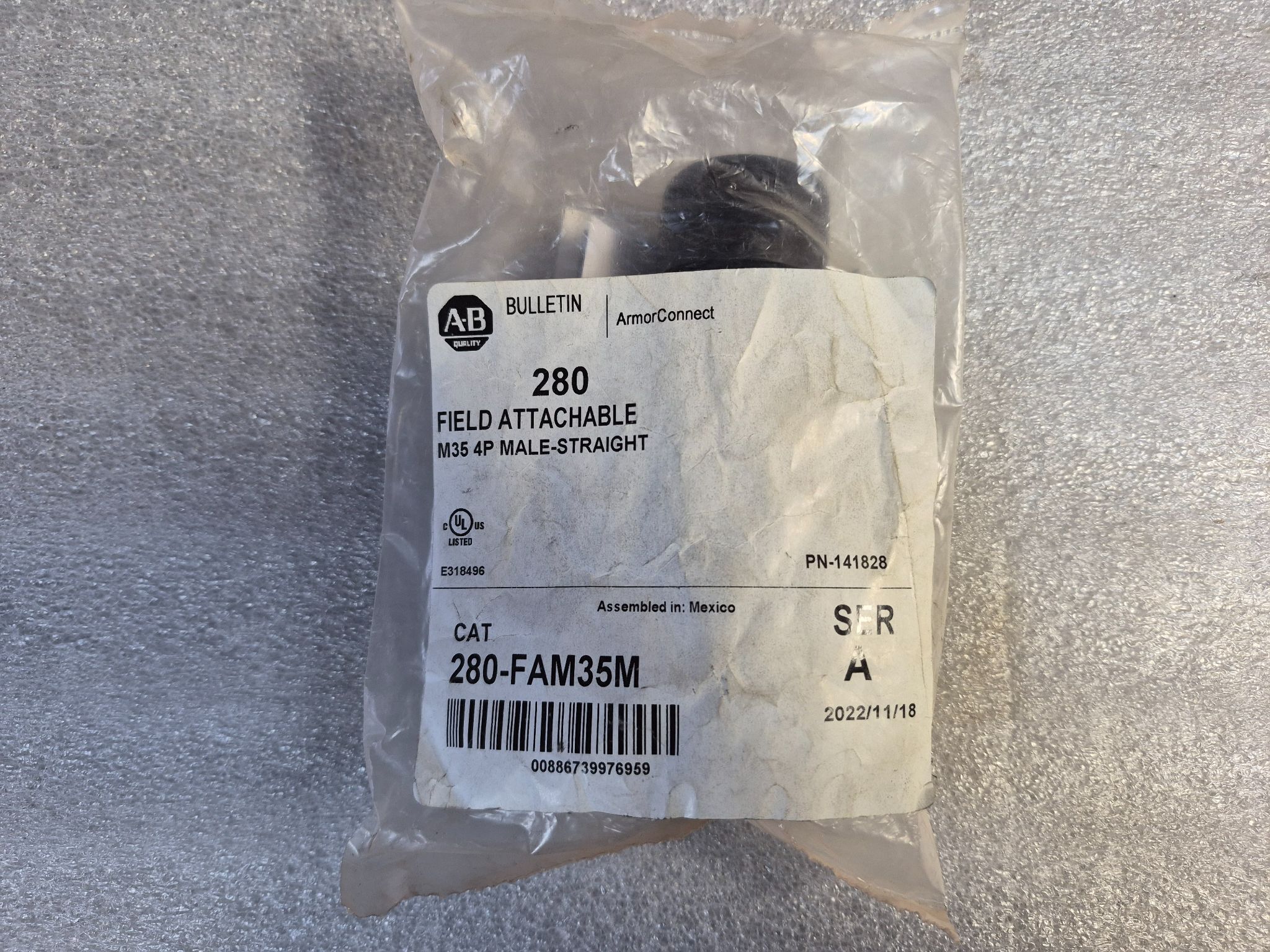 Allen Bradley 280-FAM35M M12 4-Pin Male Straight Field Attachable Connector NEW 0