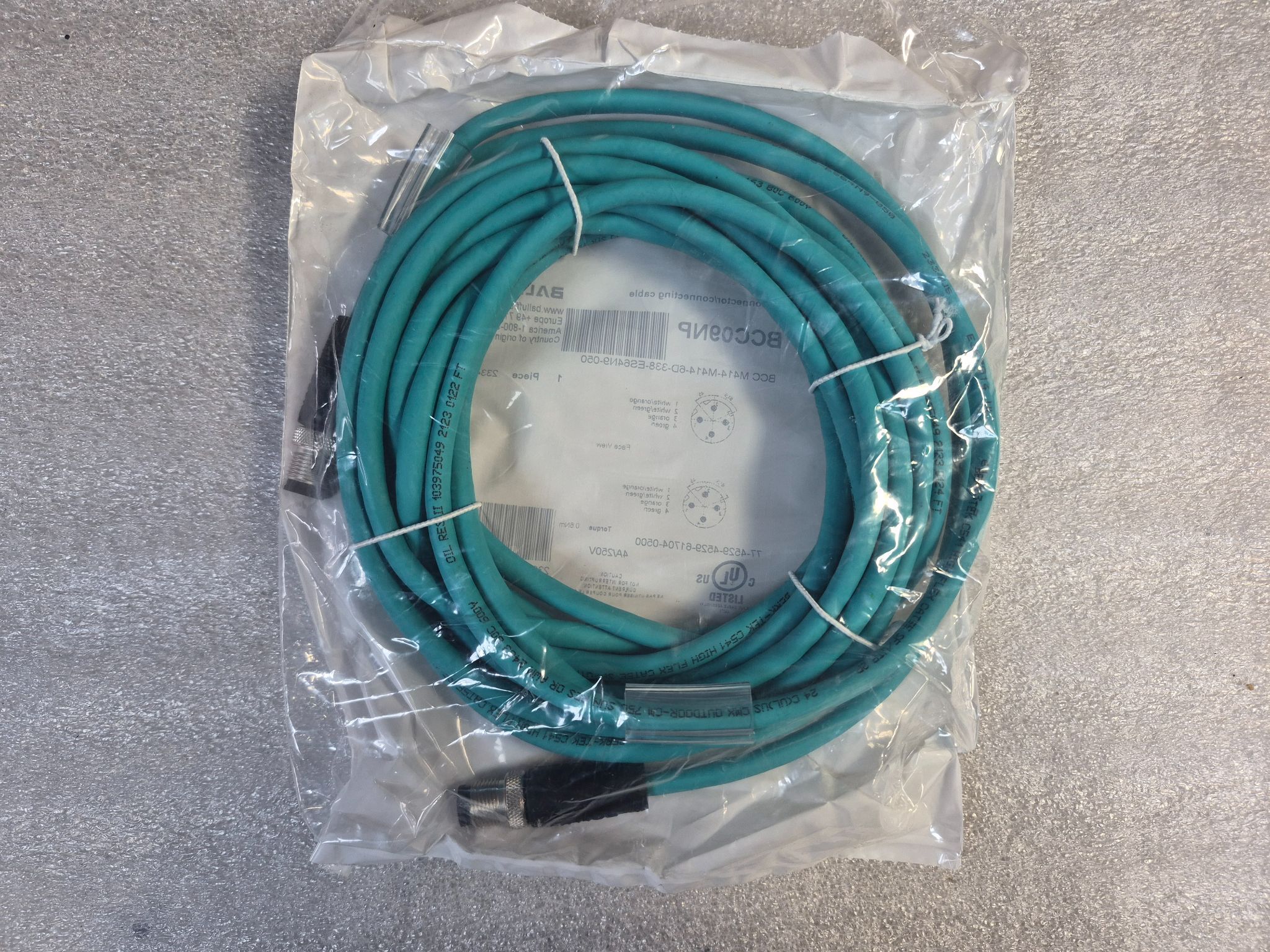 Balluff BCC M414-M414-6D-338-ES64N9-050 M12 4 Pin Cordset 5m NEW 1