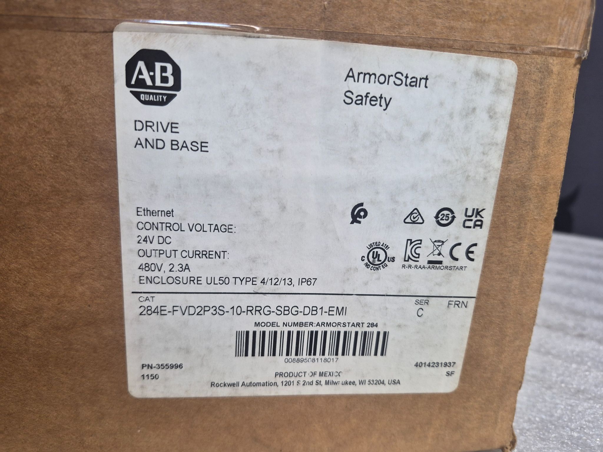 ALLEN BRADLEY 284E-FVD2P3S-10-RRG-SBG-DB1-EMI ArmorStart Safety VFD NEW 0
