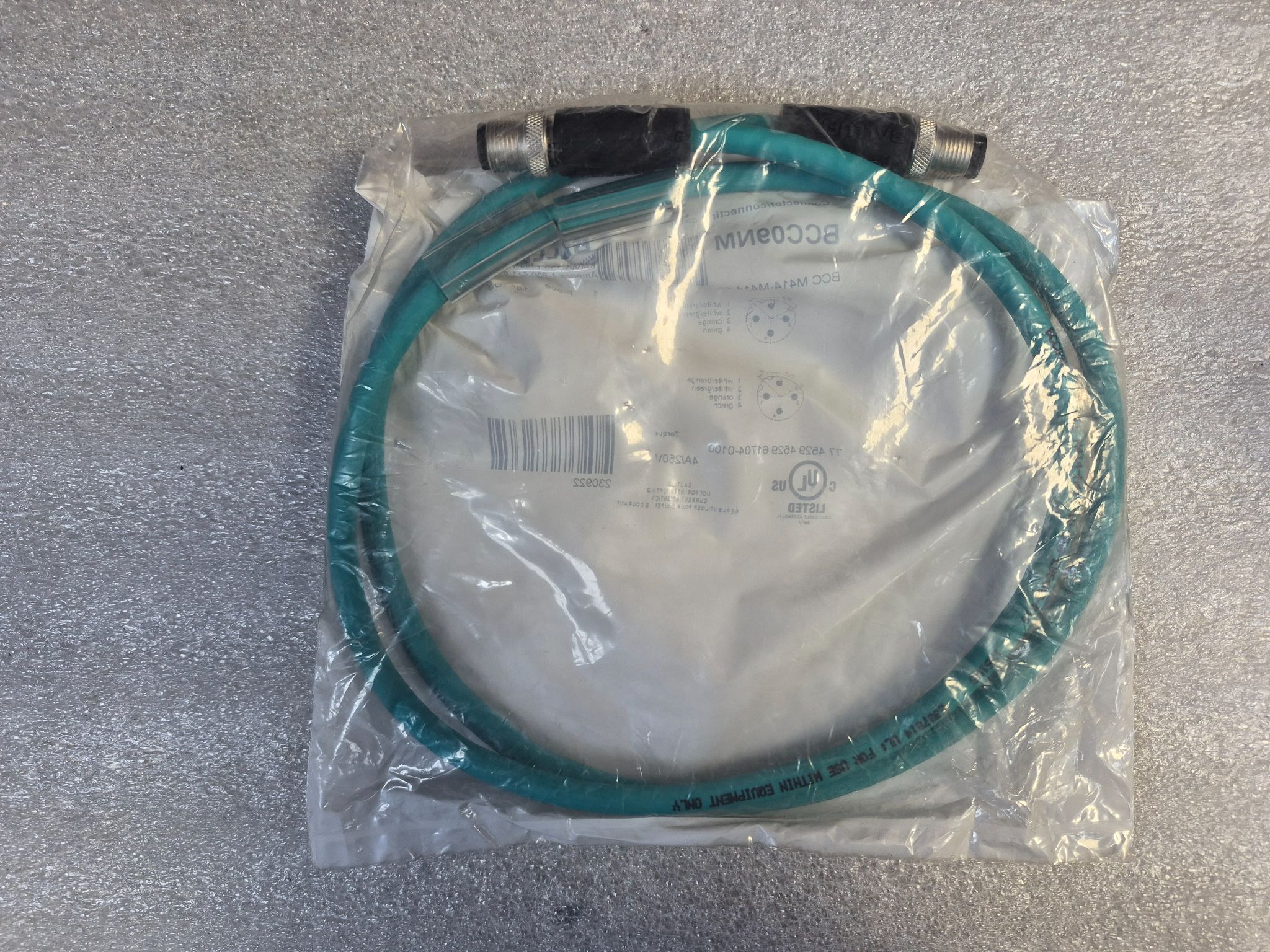 Balluff BCC M414-M414-6D-338-ES64N9-010 M12 4 Pin Cordset 1m NEW 1