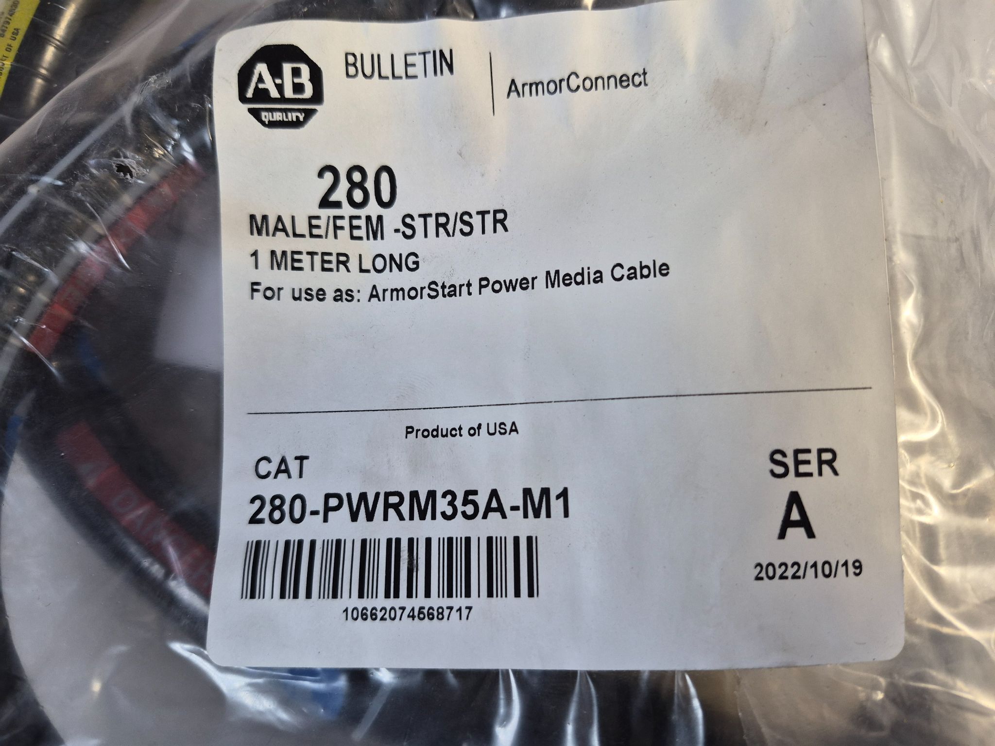 Allen Bradley 280-PWRM35A-M1 ArmorConnect Power Media Cable 1m NEW 2