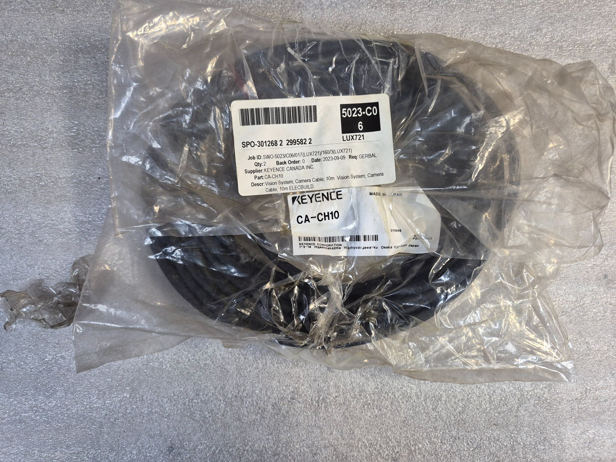 Keyence CA-CH10 Camera Cable 10m NEW 0