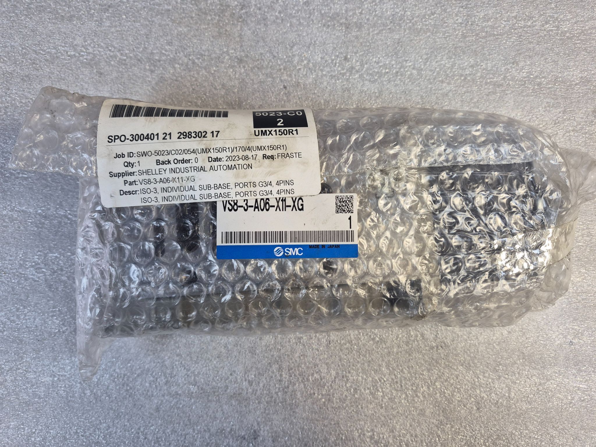 SMC VS8-3-A06-X11-XG Individual Valve Sub-Base G3/4 4-Pin NEW 0