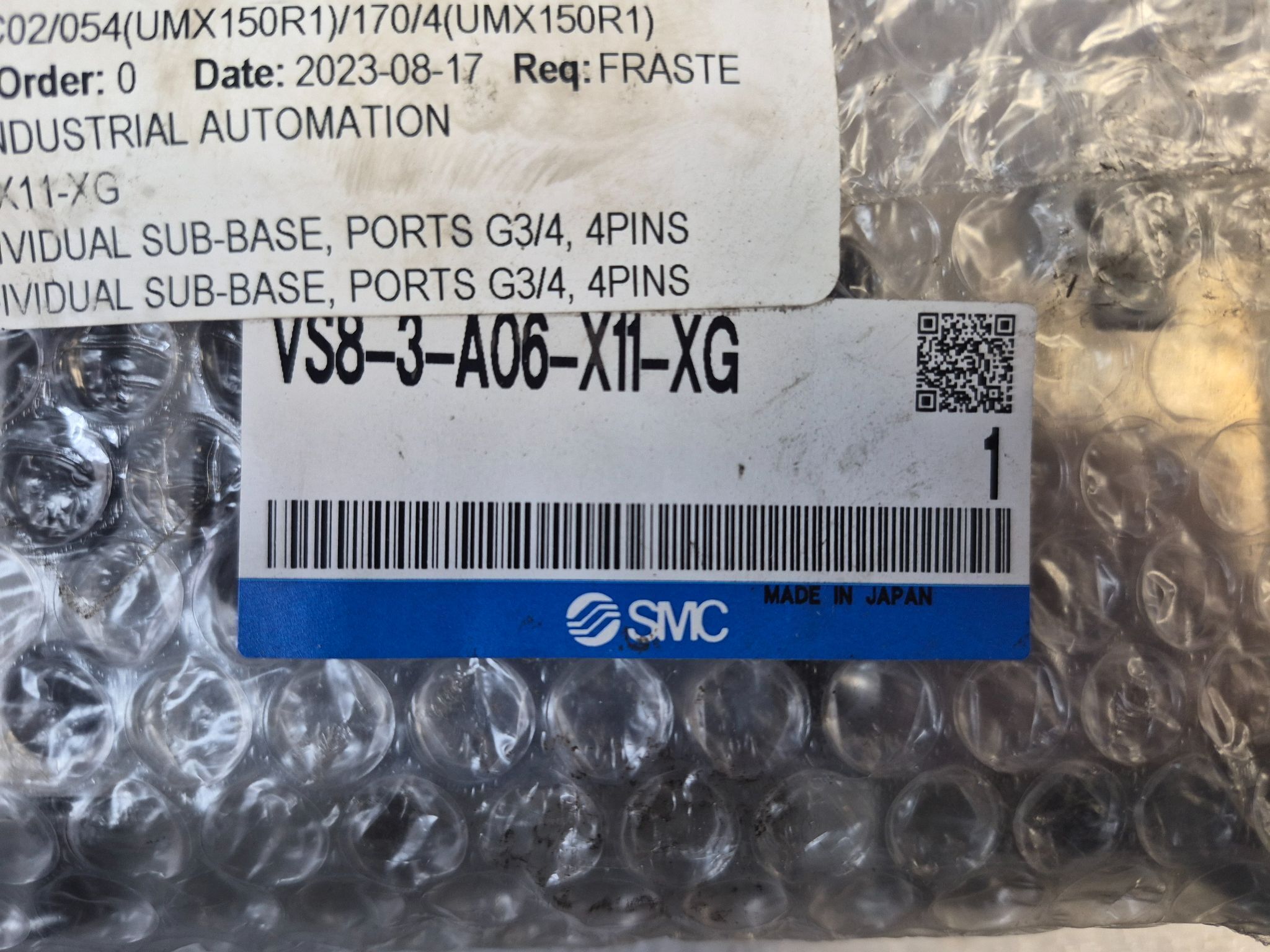 SMC VS8-3-A06-X11-XG Individual Sub-Base Manifold Block NEW 3