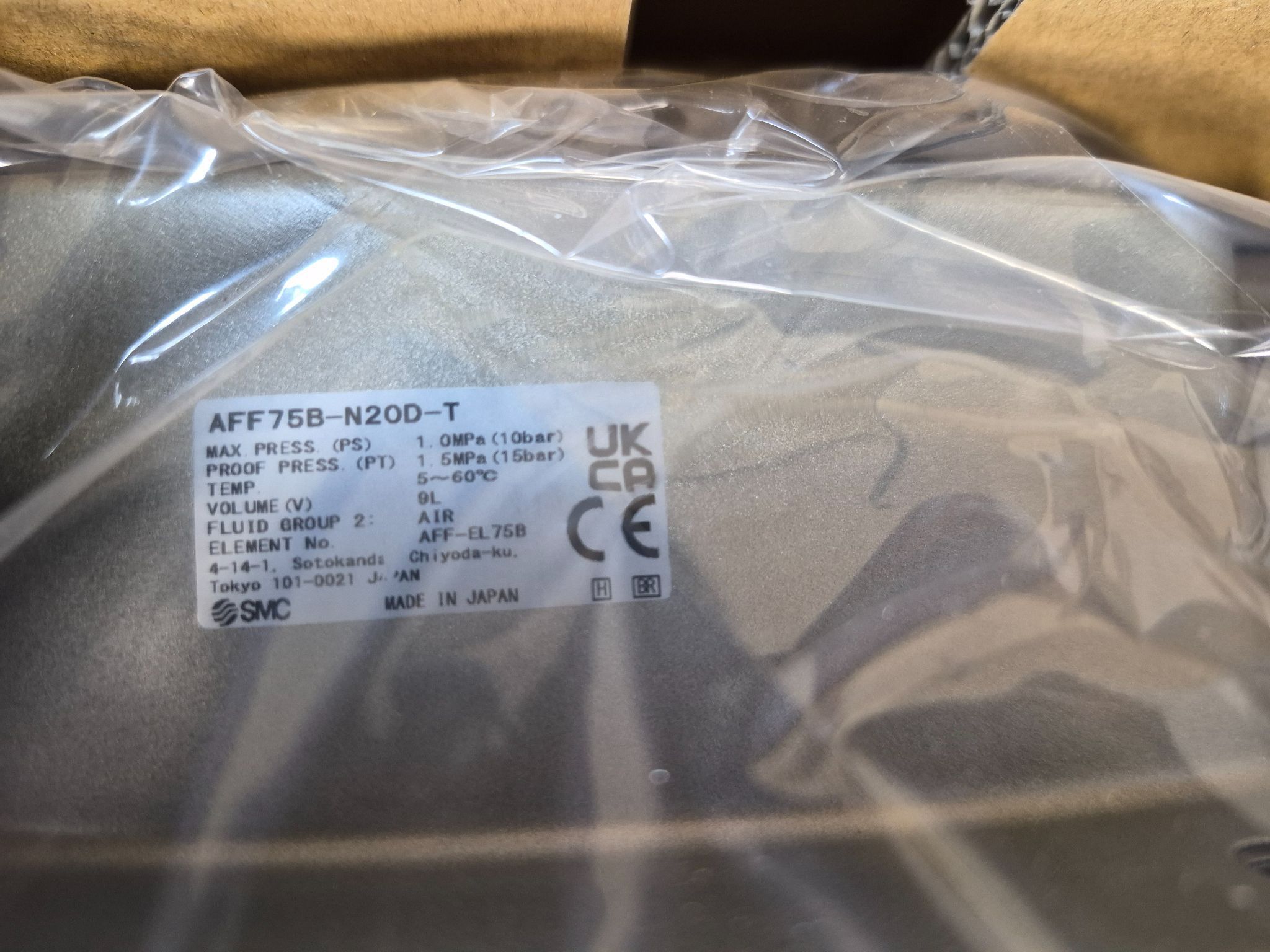 SMC AFF75B‑N20D‑T Main Line Filter 2" NPT 9L Capacity NEW 1