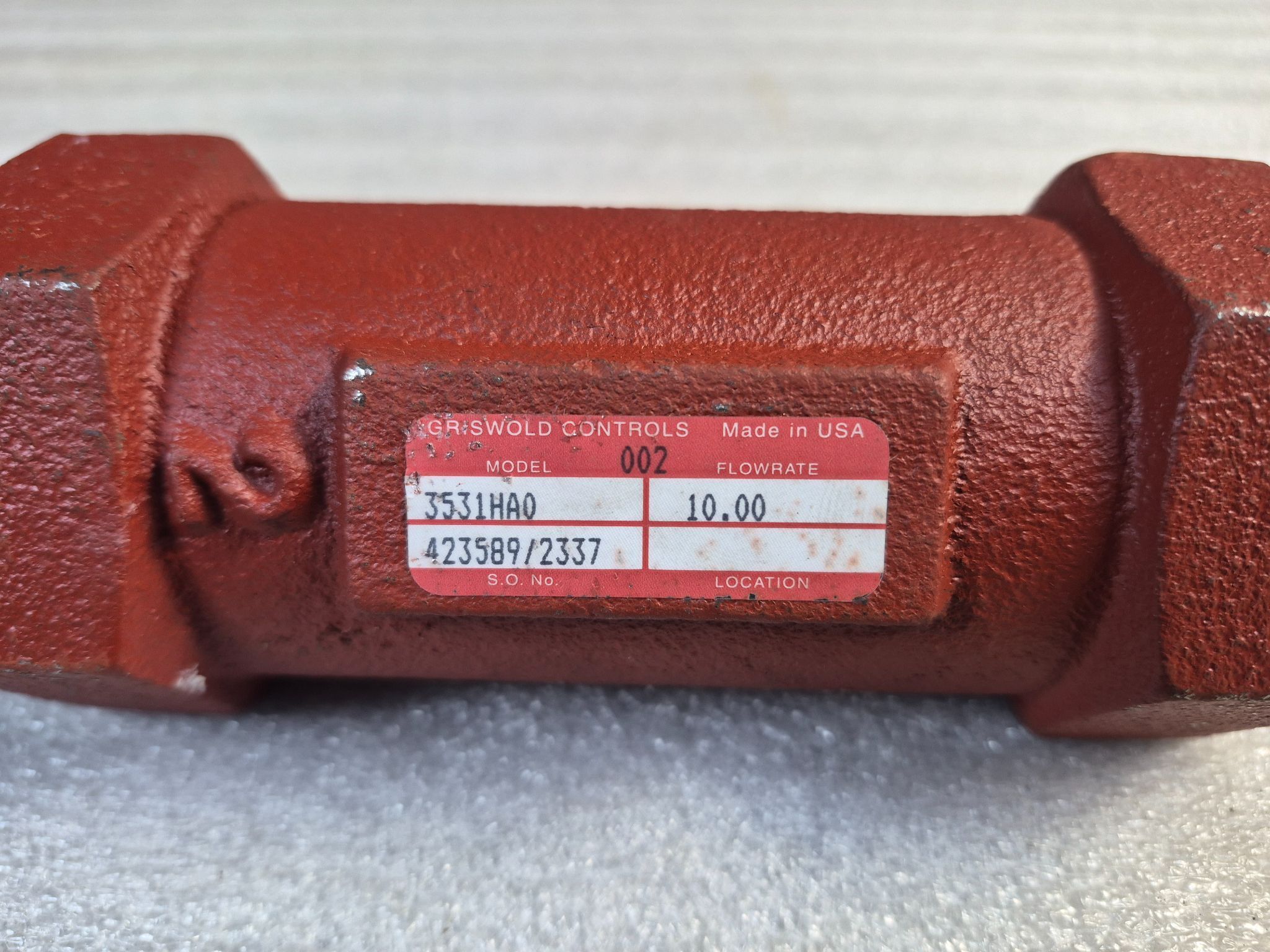 Griswold 3531HA0 Automatic Flow Control Valve 10 GPM NEW 2